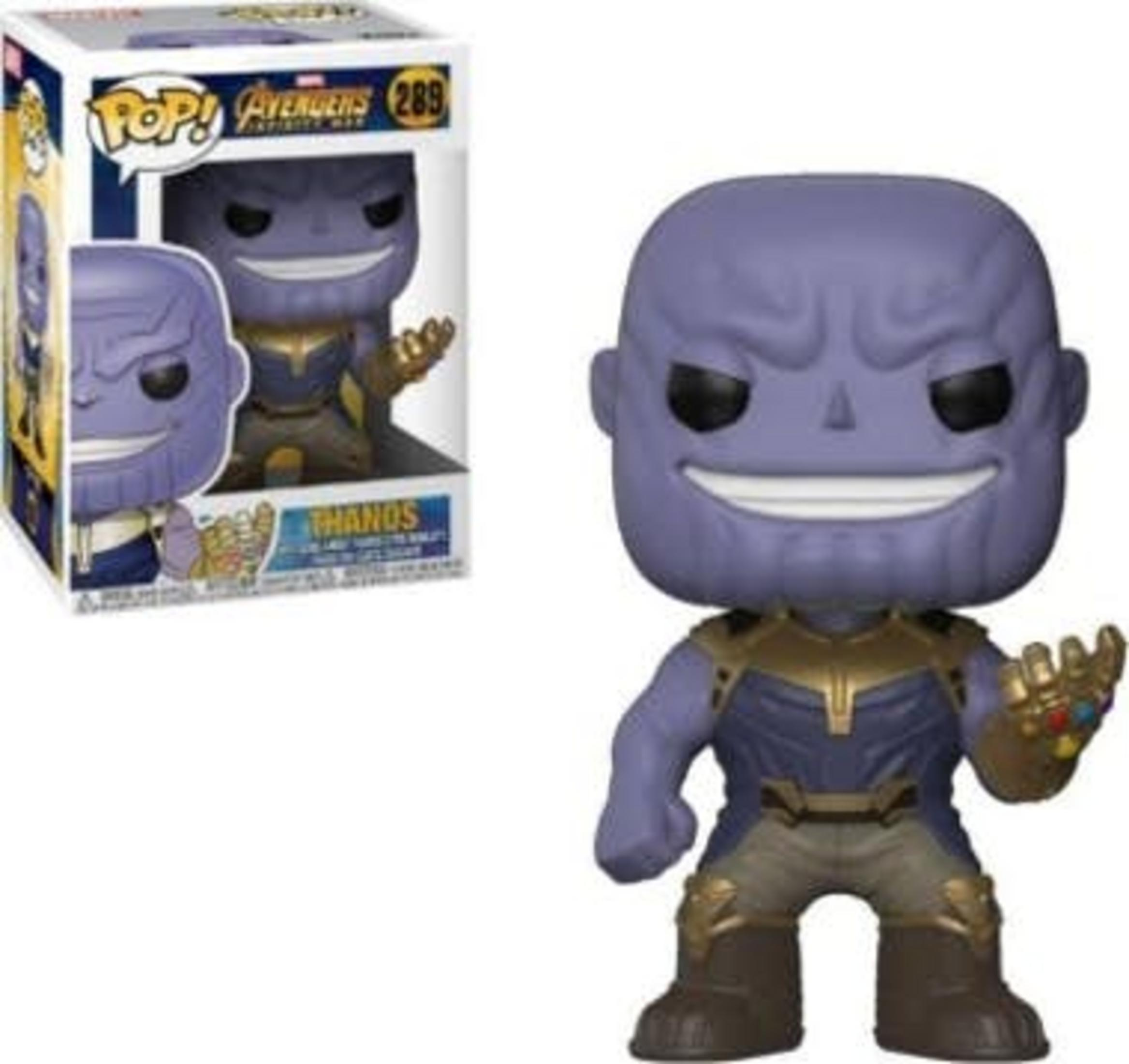 Lila Thanos Funko Pop! Figur mit Infinity Gauntlet in Box, Avengers-Design.