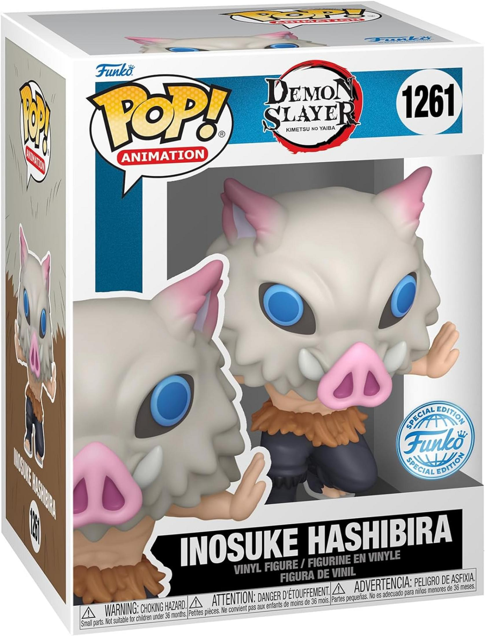 Funko Pop Vinyl Figur von Inosuke Hashibira aus Demon Slayer, Nr. 1261.