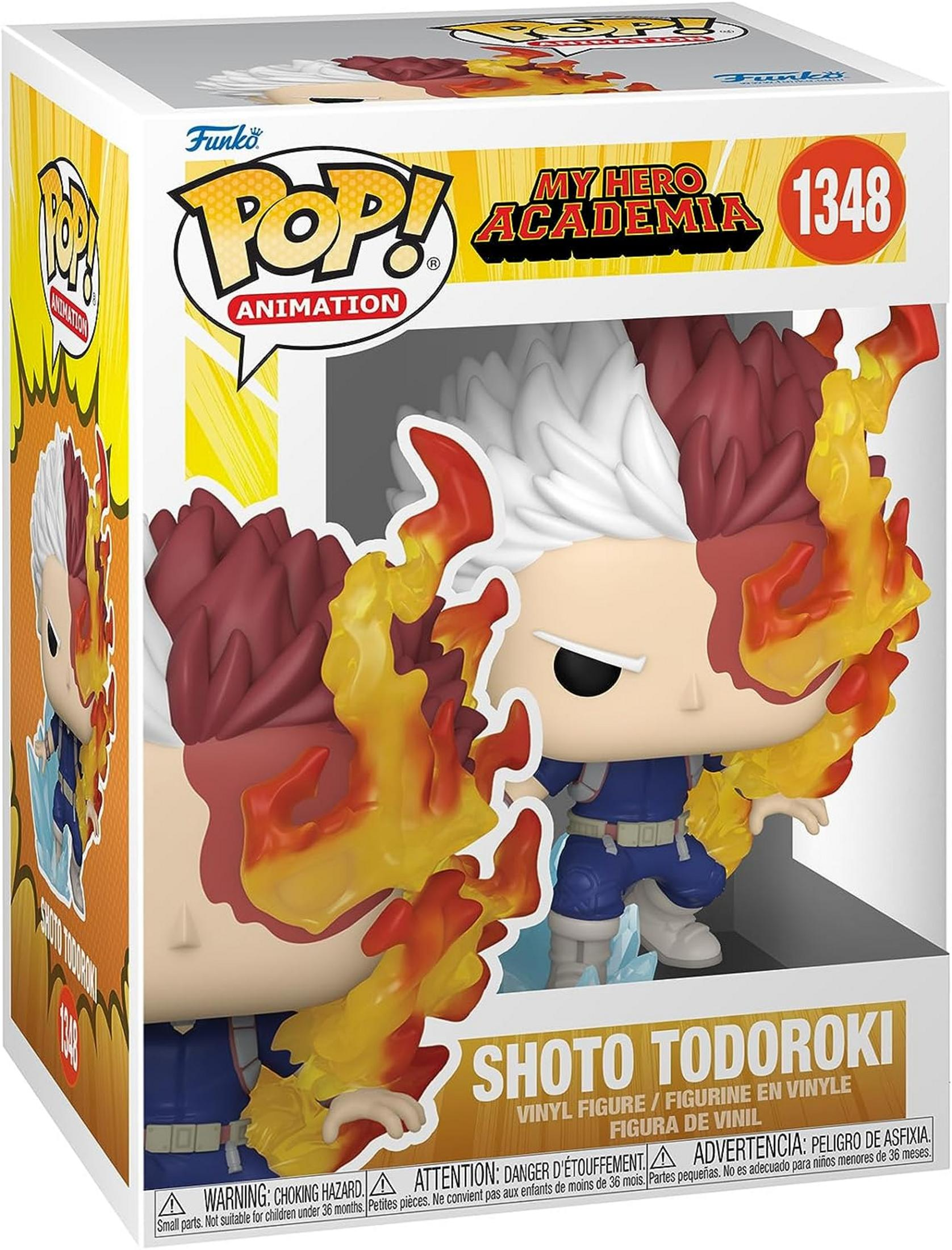 Figura Funko Pop de vinilo de Shoto Todoroki con elementos de fuego y hielo.