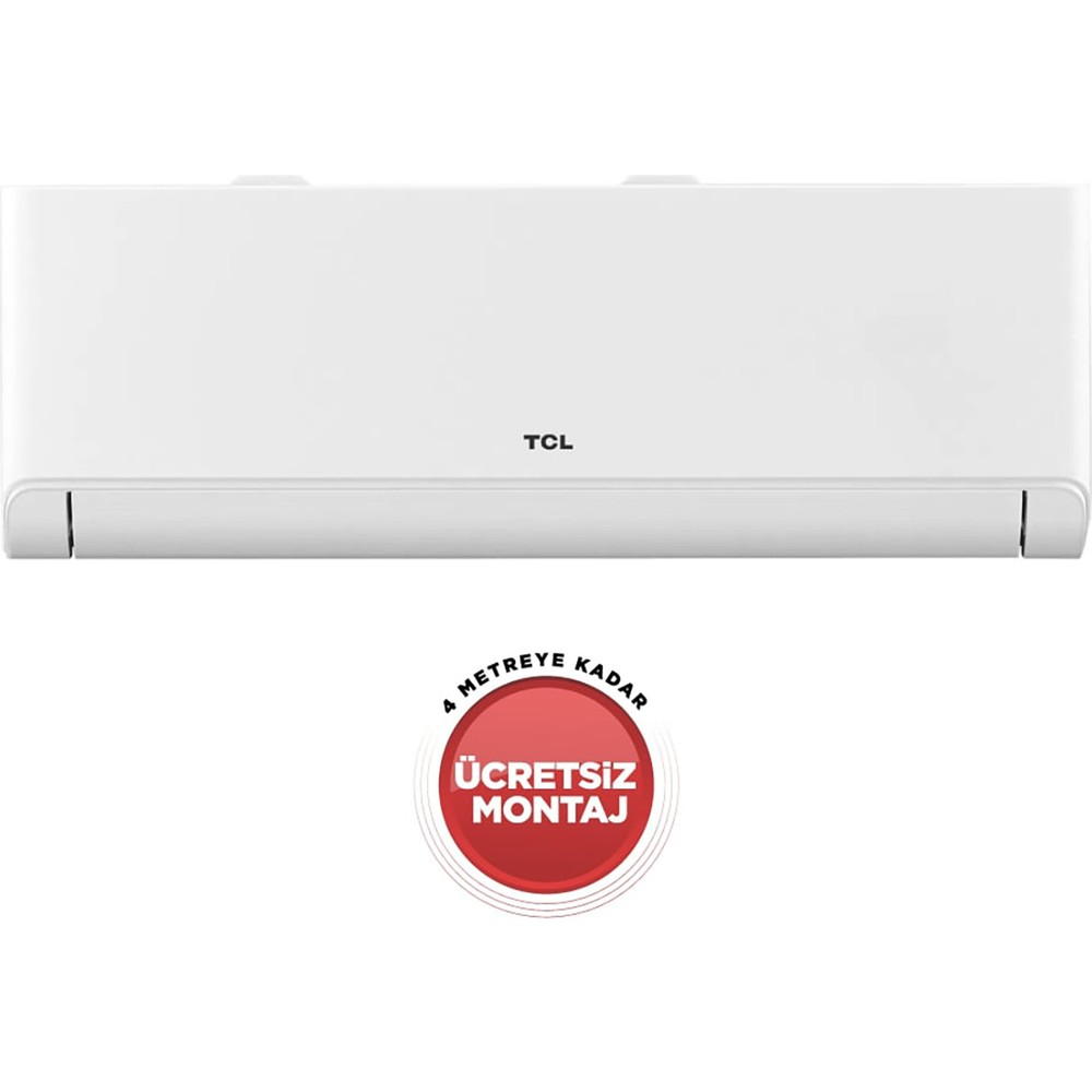 Ücretsiz montaj için kırmızı damgalı beyaz bir TCL klima.