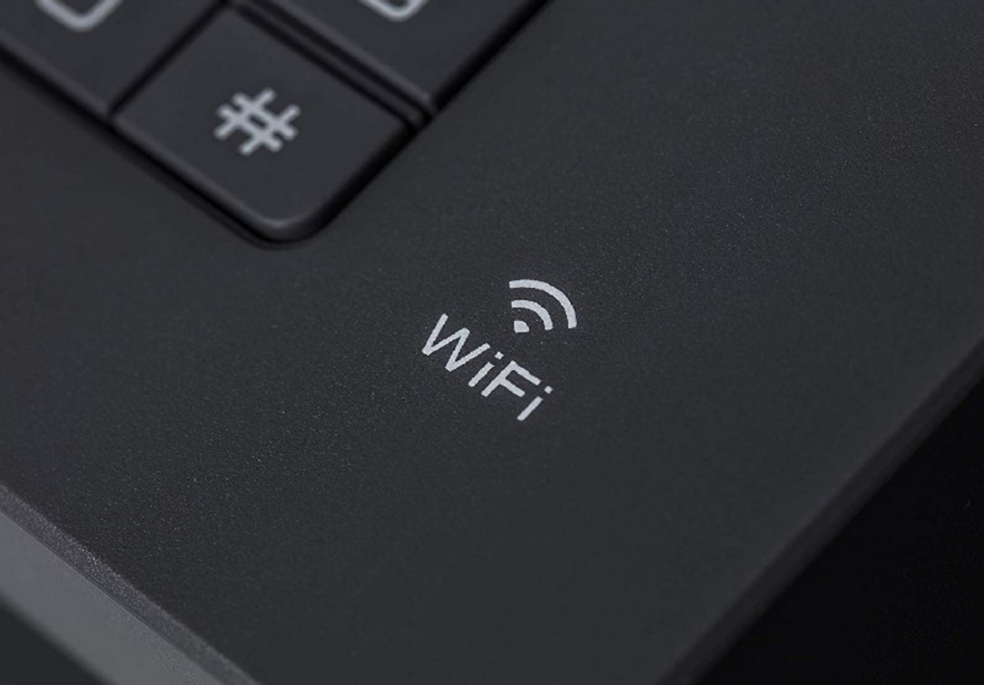 Un pulsante grigio con il simbolo del WiFi e la parola 'WiFi'.