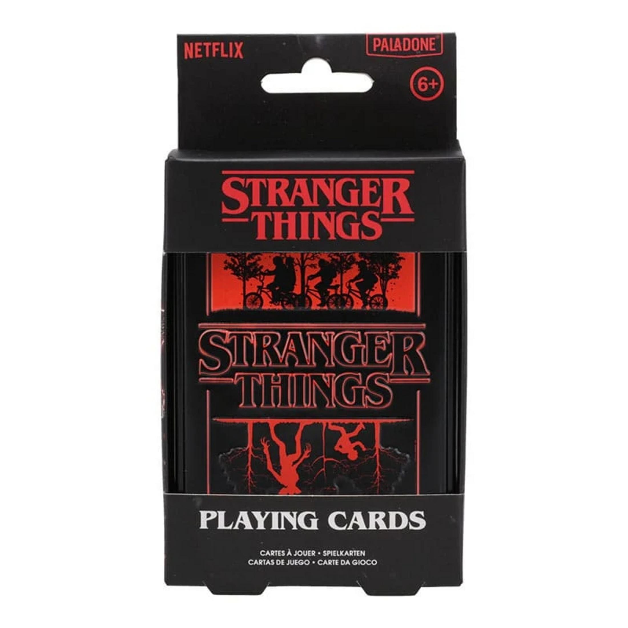Opakowanie kart Stranger Things z logo Netflix i oznaczeniem wiekowym 6+.