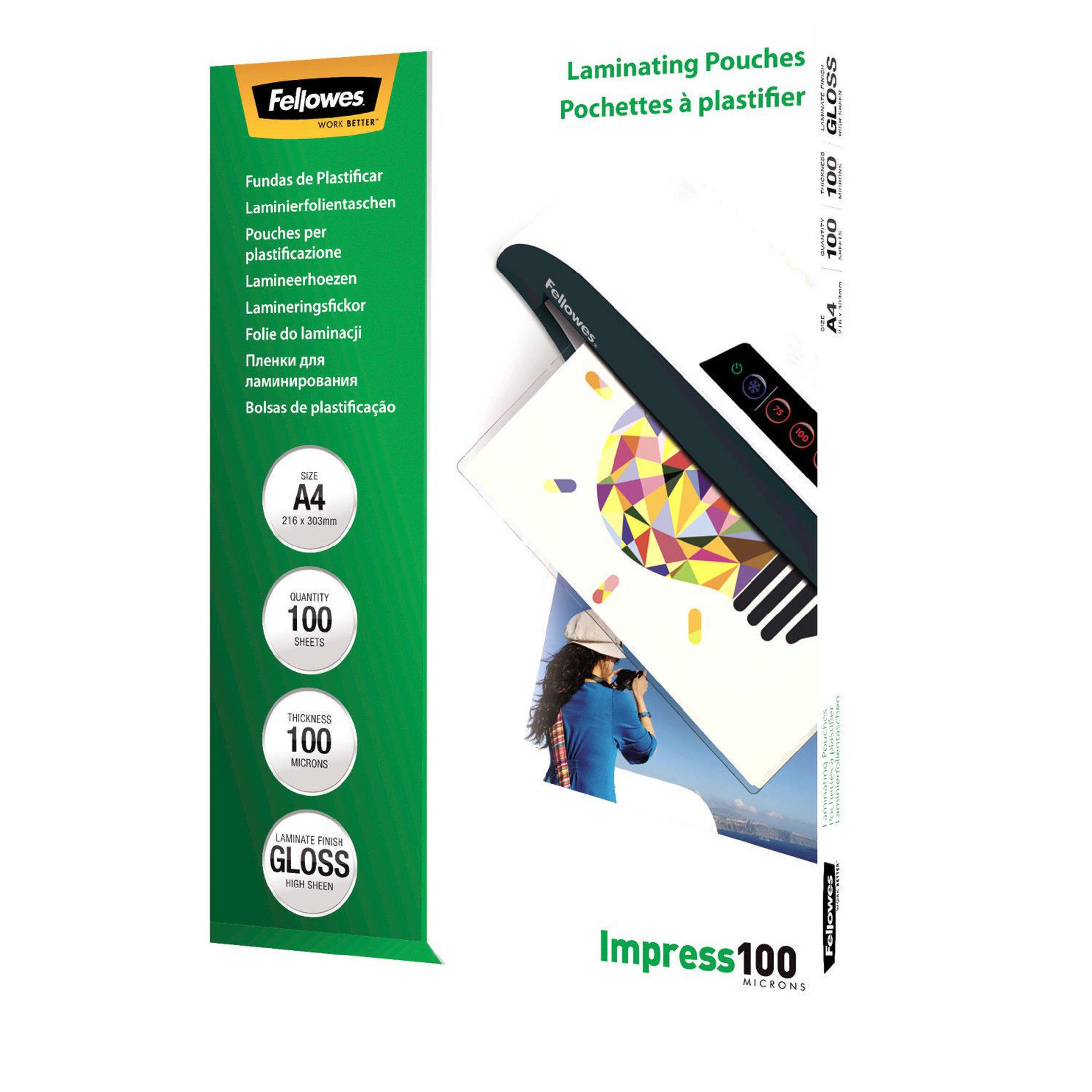 Buste Fellowes per plastificazione: formato A4, 100 fogli, 100 micron.