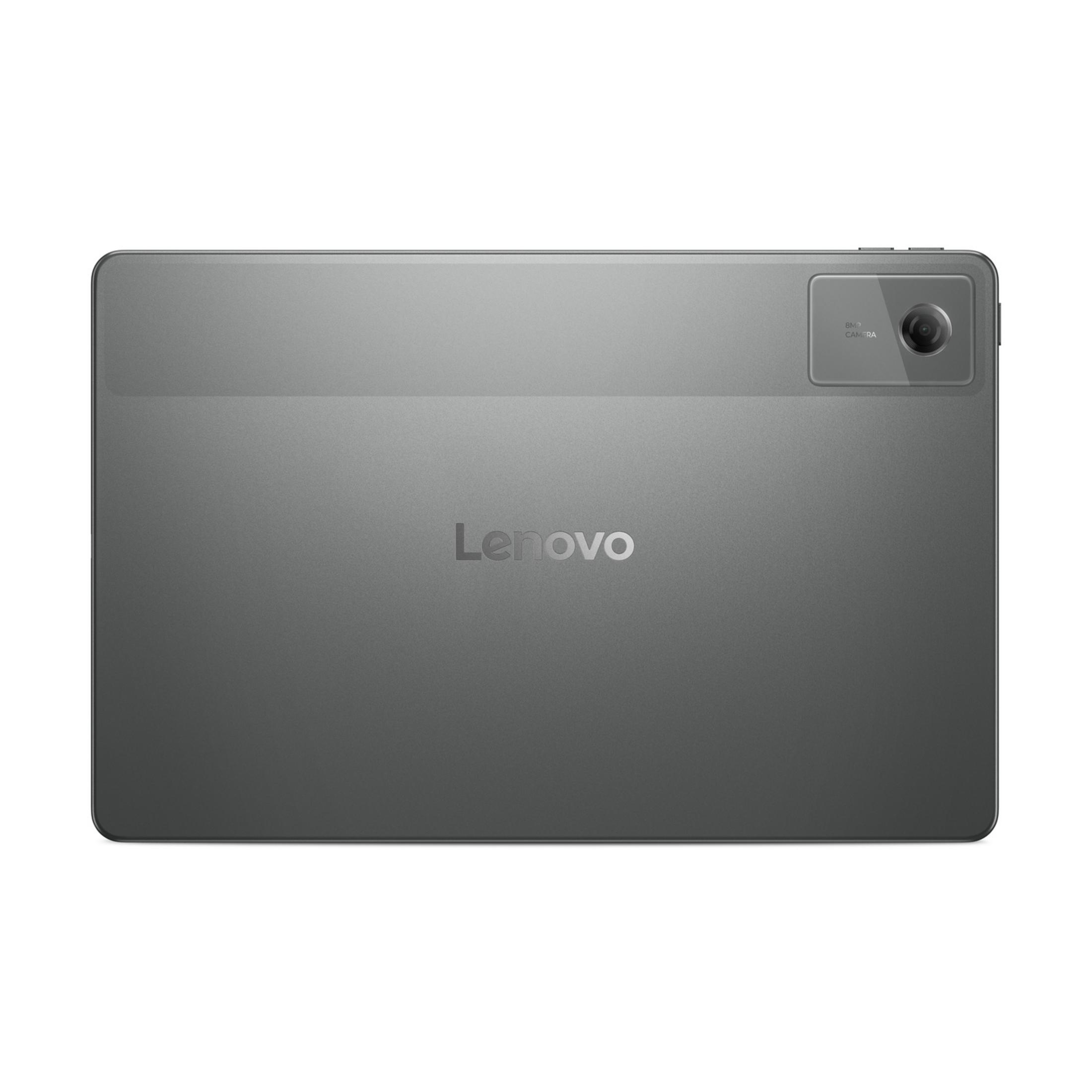 Tablet Lenovo grigio con fotocamera da 8MP sul retro.