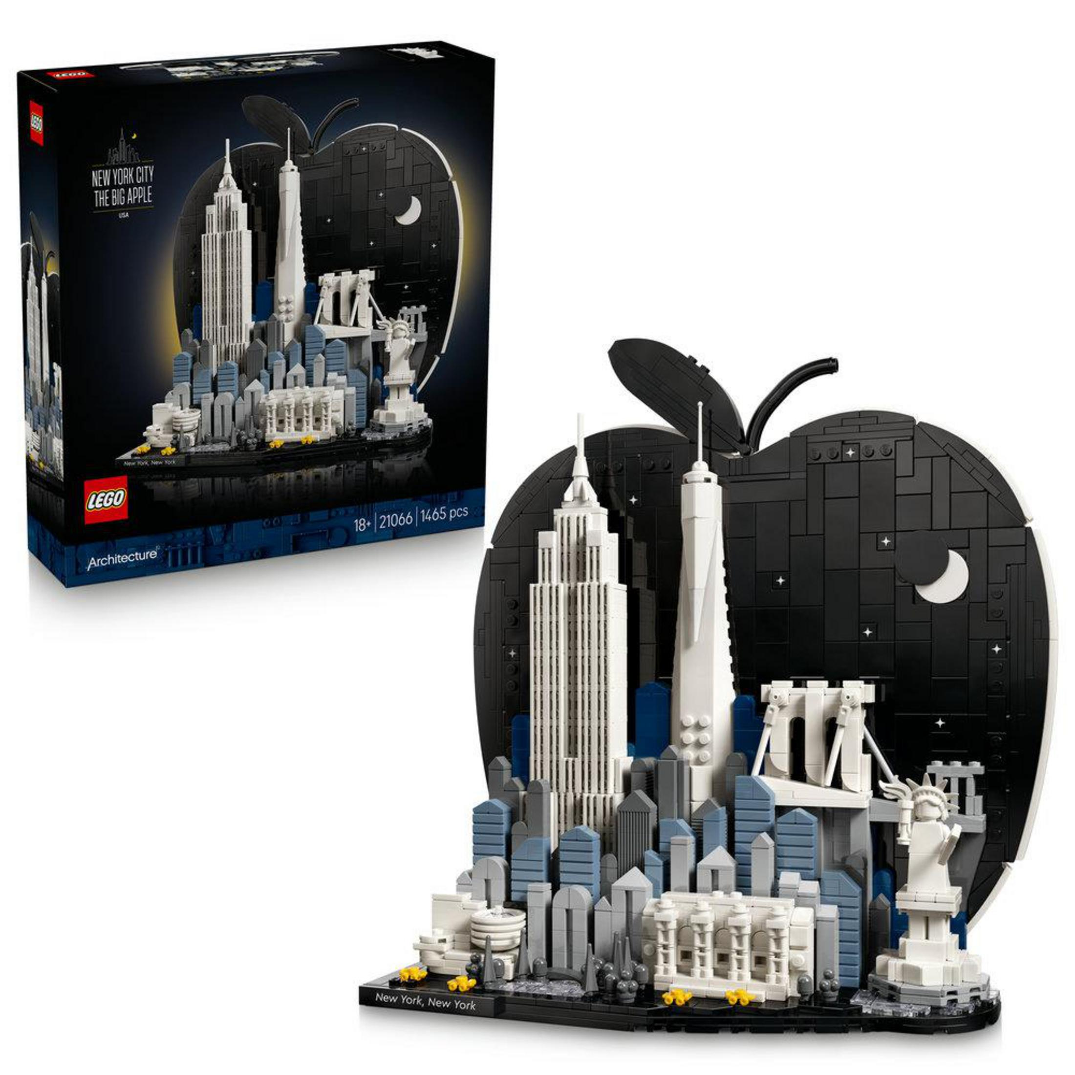Conjunto del horizonte de Nueva York de LEGO con Empire State y Estatua de la Libertad.