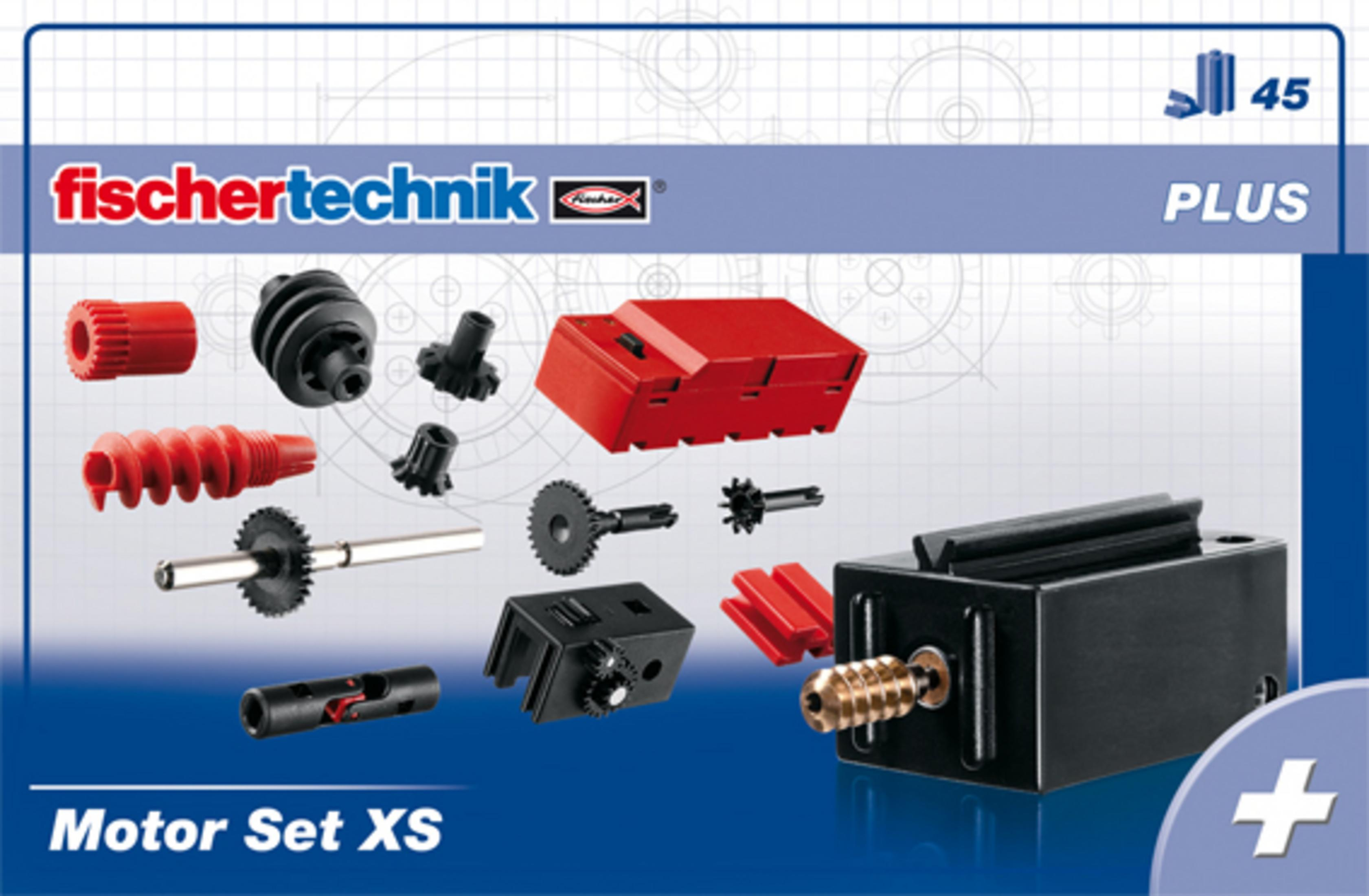 Fischertechnik Set Motore XS: pezzi rossi e neri, motore.