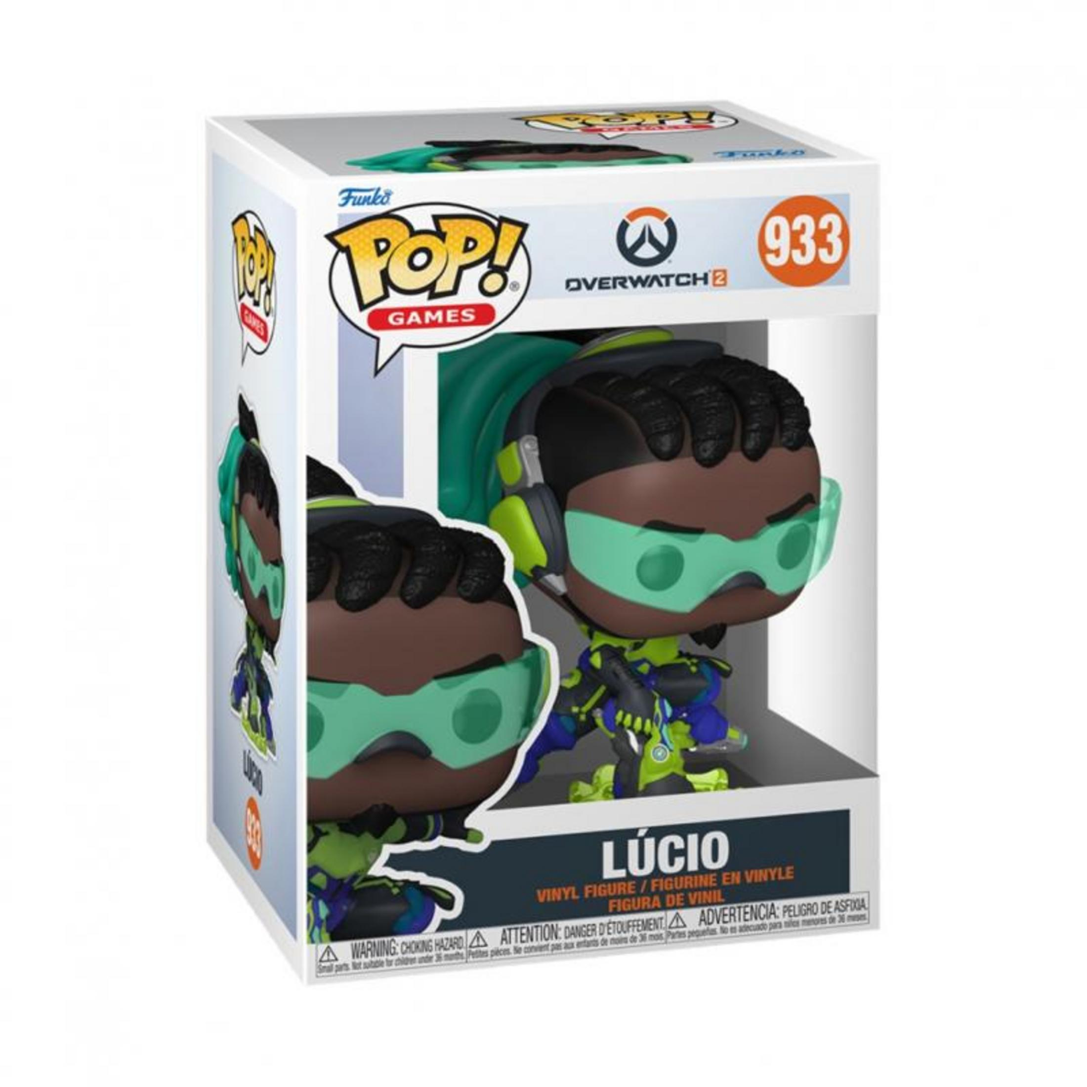 Funko Pop! Figur von Lucio aus Overwatch 2 in einem Karton.