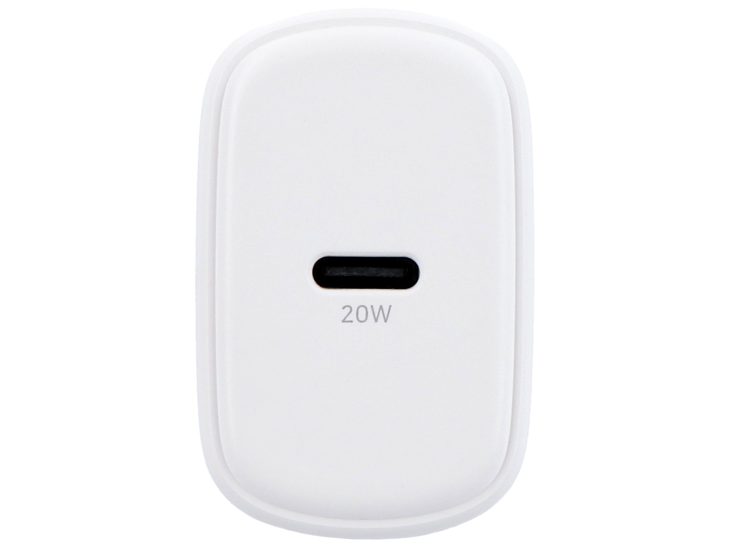 Biała ładowarka szybka USB-C o mocy 20W.