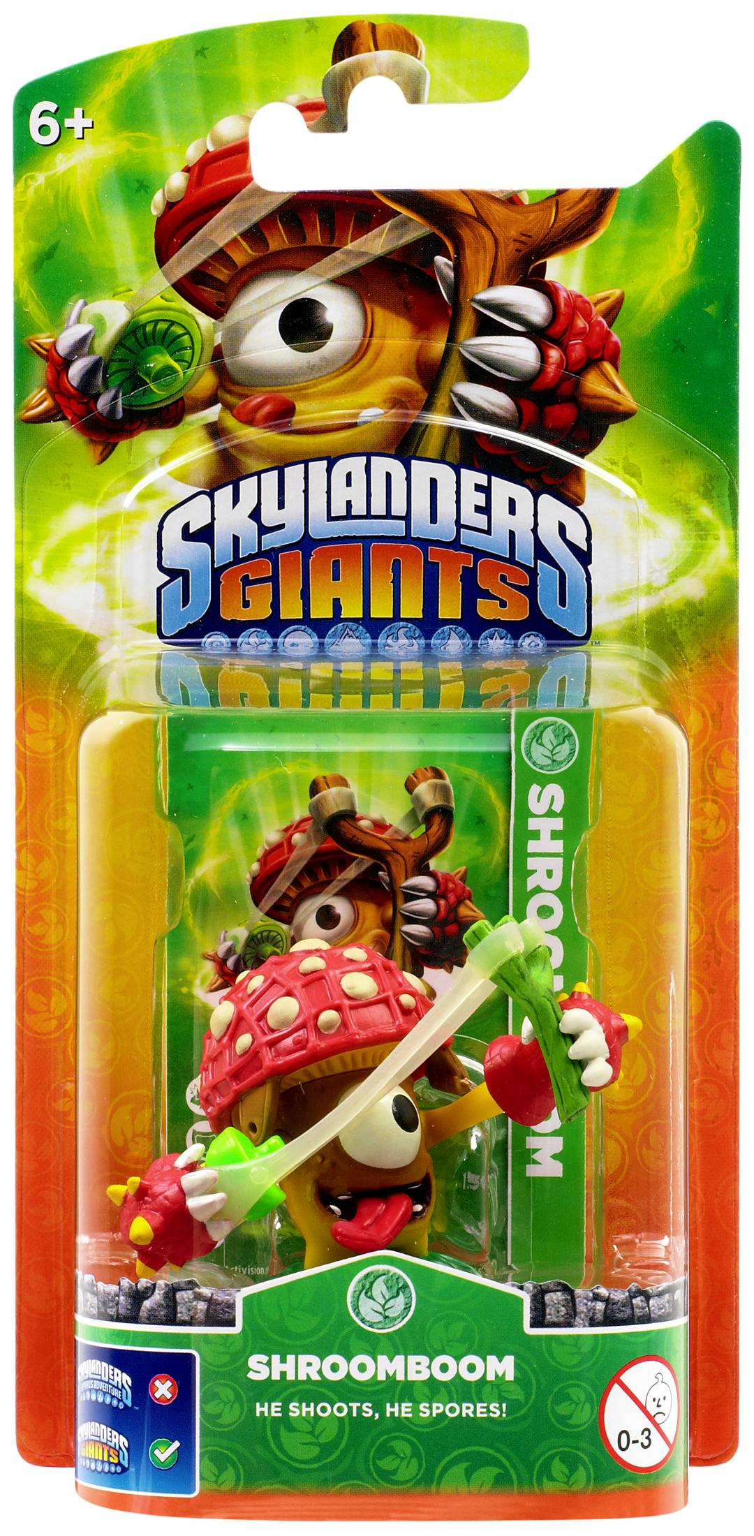 Skylanders Giants Shroomboom Actionfigur in Verpackung mit Pilzkopf und Schleuder.