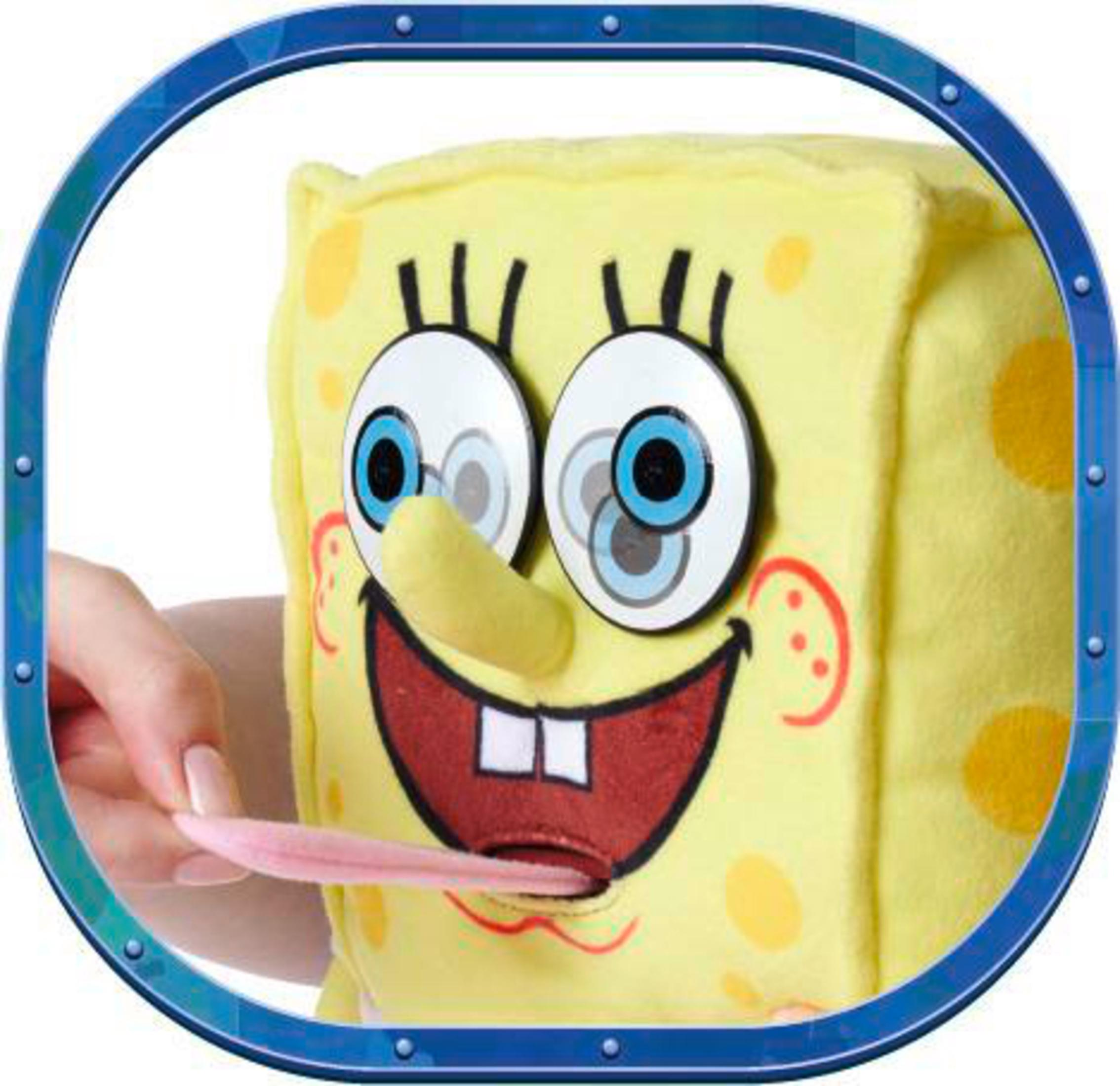 Ein gelbes Spongebob-Plüschtier mit großen Augen und einem breiten Lächeln.