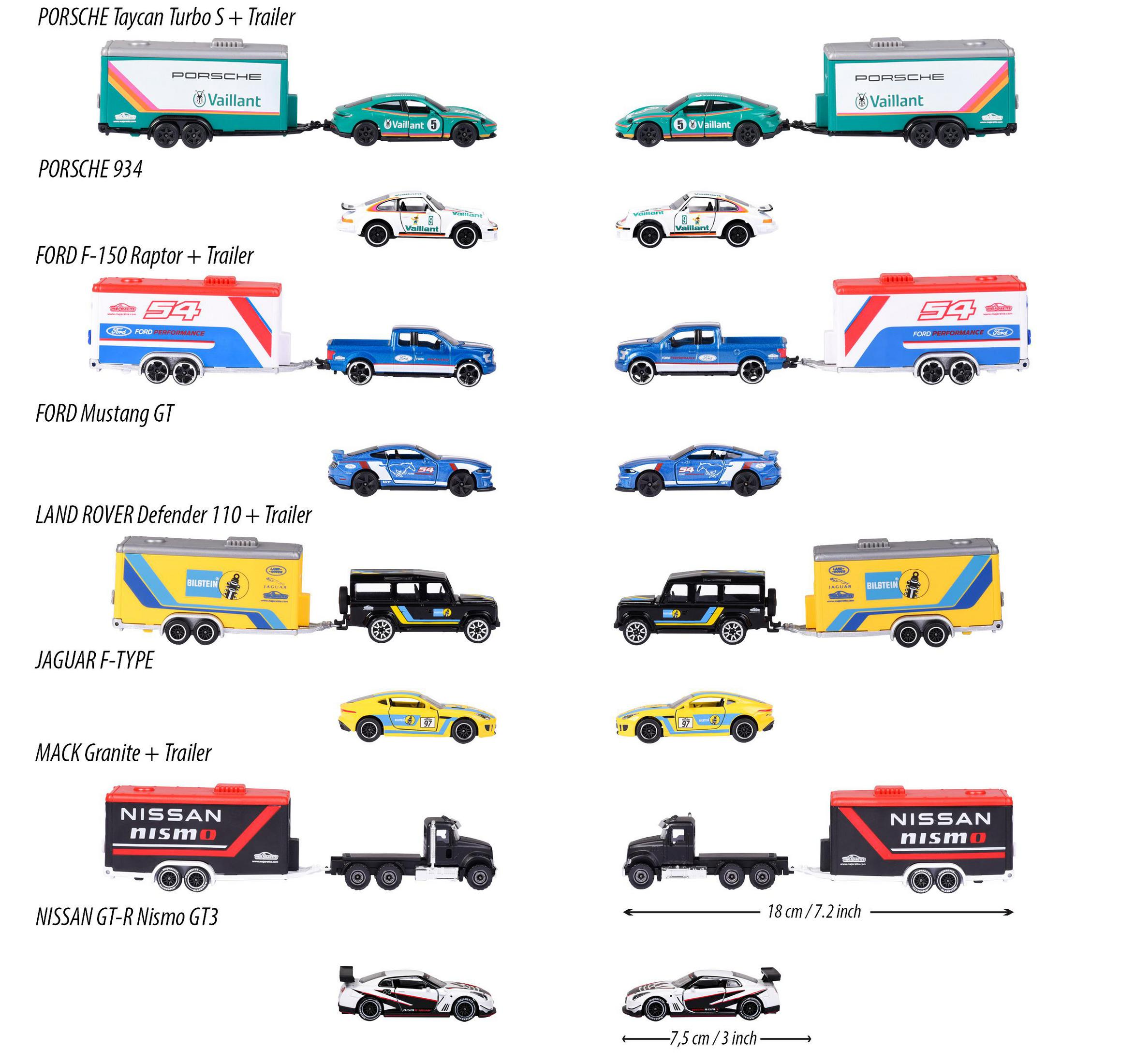 Spielzeugautosammlung: Porsche, Ford, Land Rover, Jaguar, Mack, Nissan.