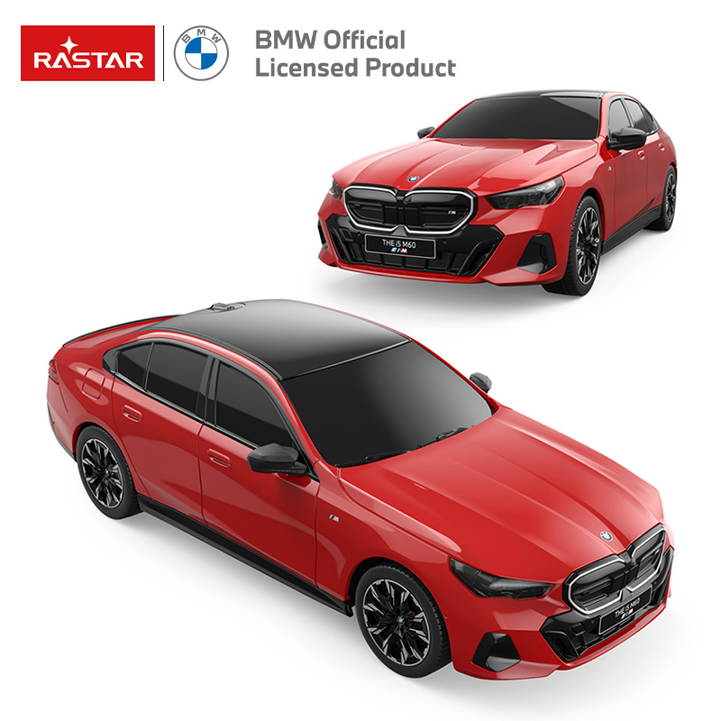 Dwa czerwone samochody BMW z czarnymi dachami i kołami na białym tle.