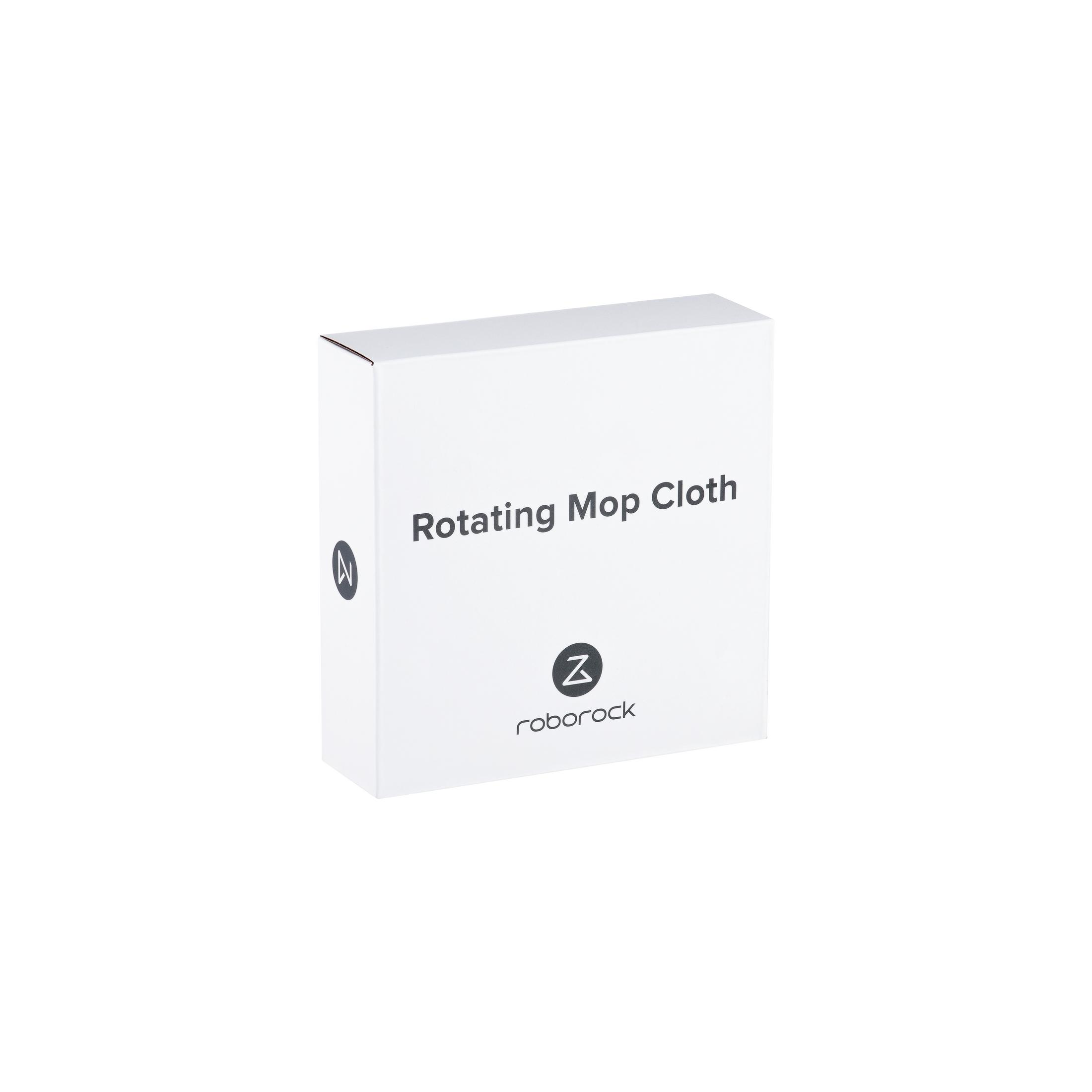 Scatola bianca con "Rotating Mop Cloth" e logo Roborock.
