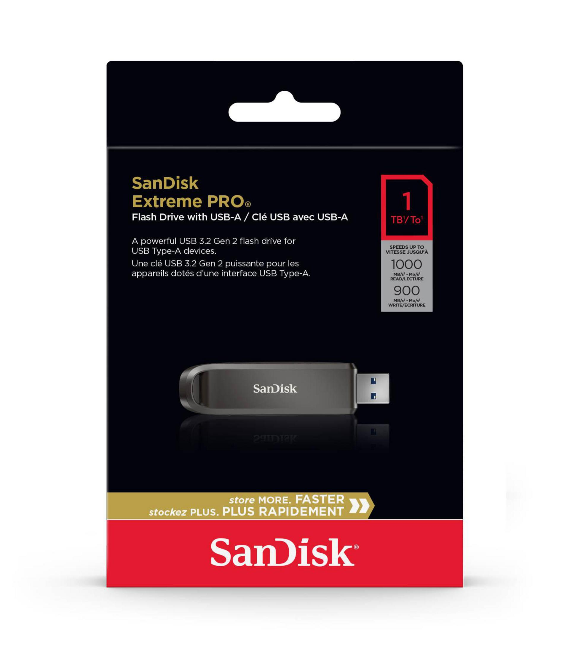 Chiavetta USB SanDisk Extreme PRO USB-A, 1 TB, argento, con USB 3.2 Gen 2.