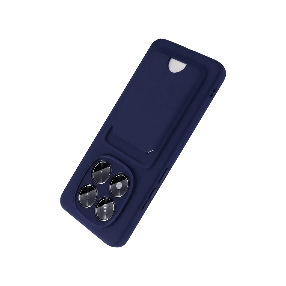 Dört lensli ve kart yuvalı lacivert telefon kılıfı.