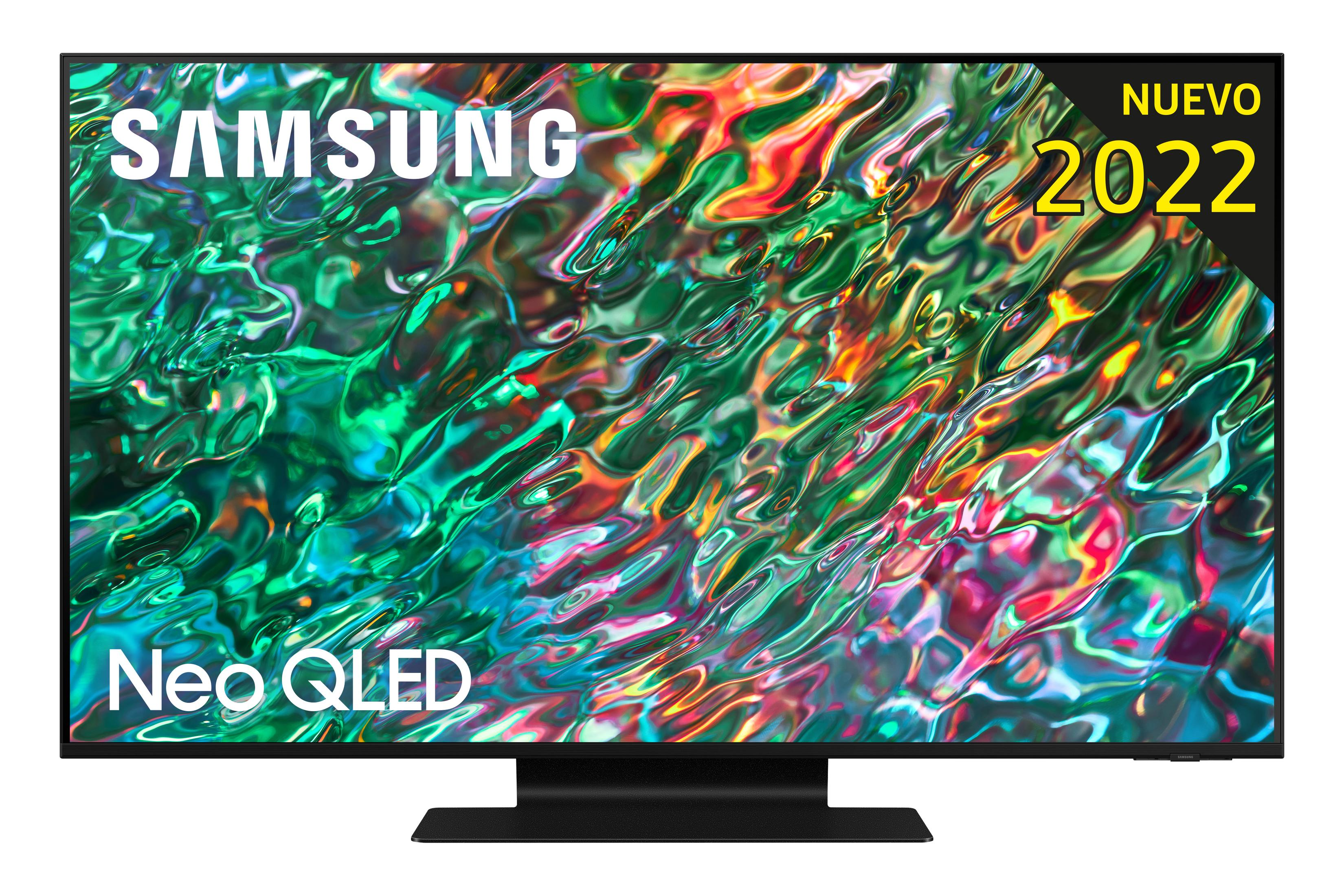 Samsung Neo QLED TV 2022 mit bunten, flüssigen Motiven.