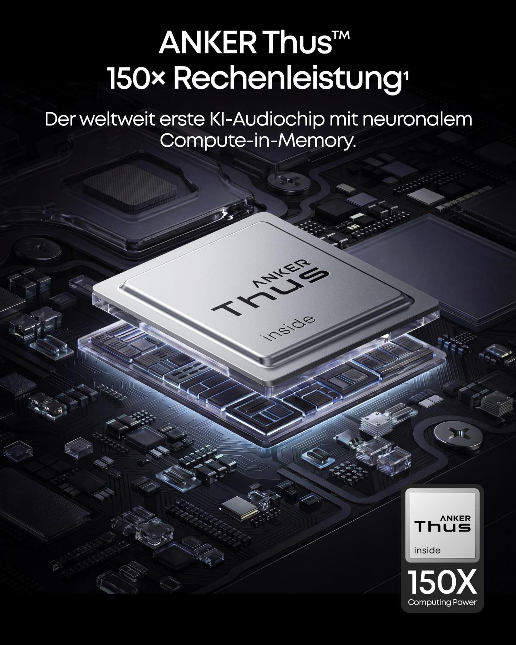 Un chip IA ANKER Thus su una scheda di circuito, 150x potenza di calcolo.