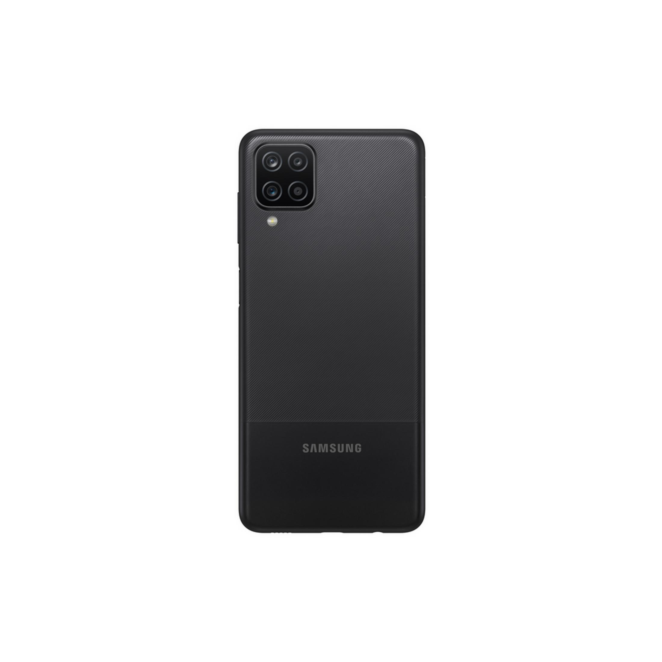 Teléfono inteligente Samsung negro con cuatro cámaras traseras.