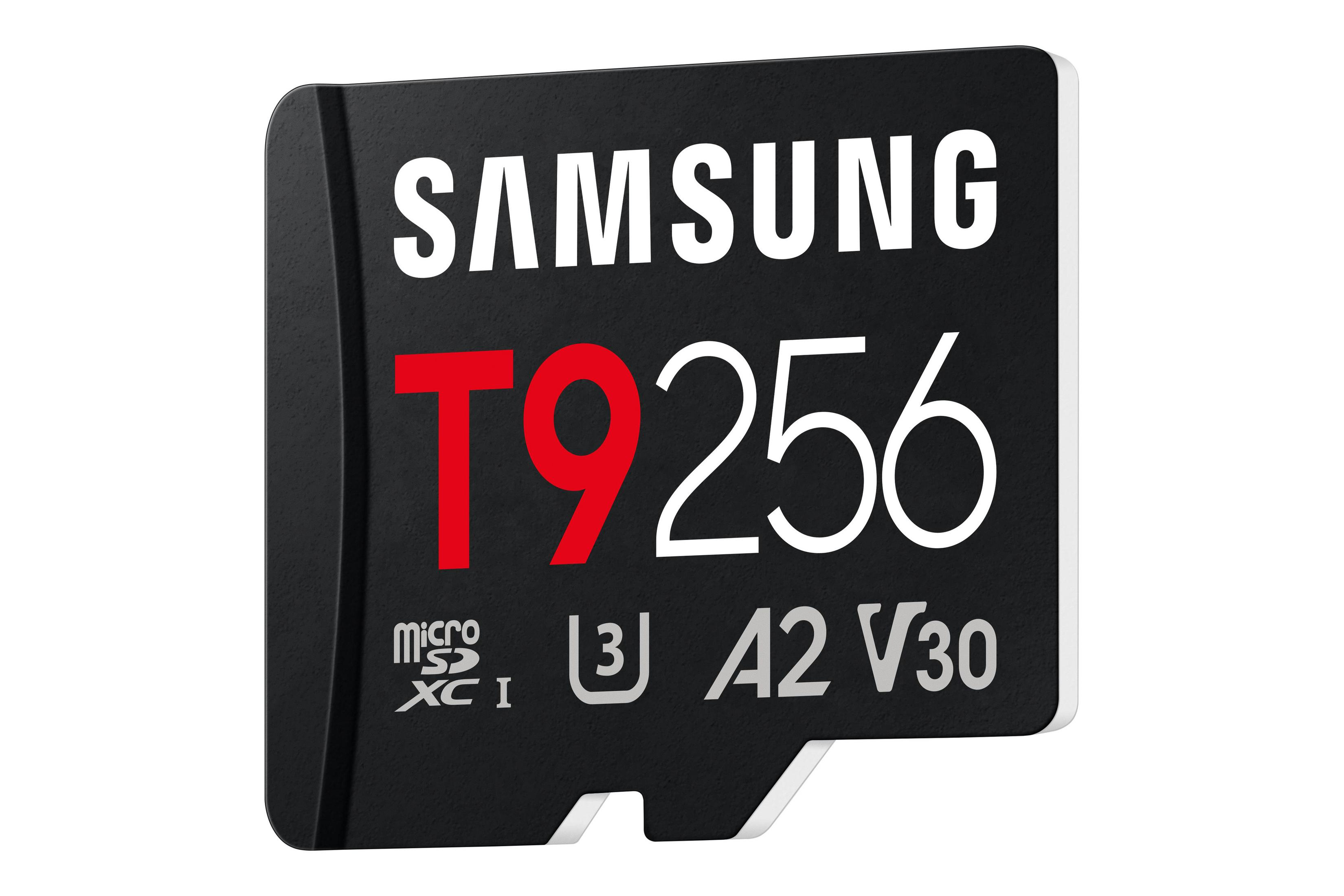 Scheda Micro SDXC Samsung T9 da 256 GB con marchio A2 V30.