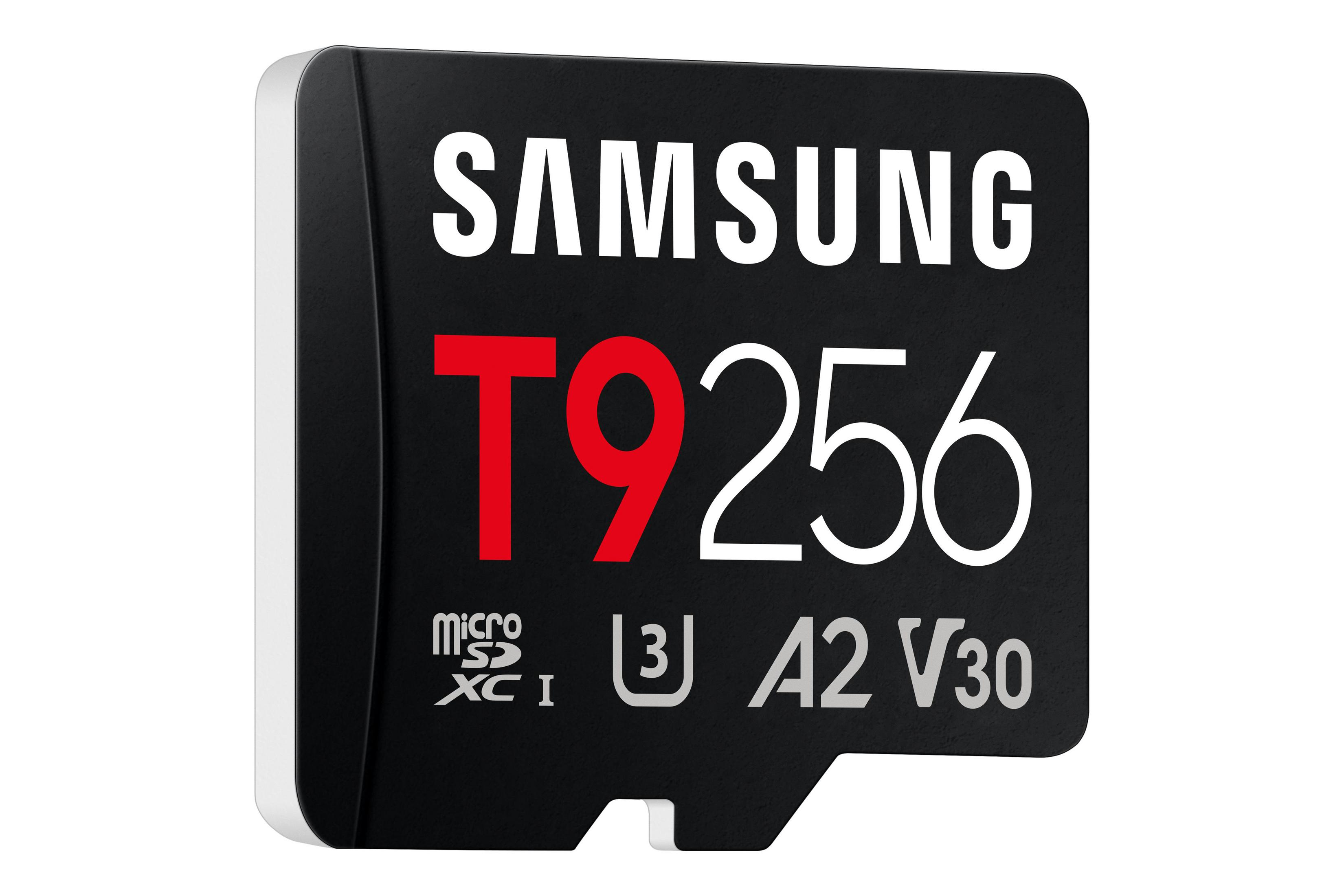Scheda Micro SDXC Samsung T9 256GB nera con rating A2 V30.