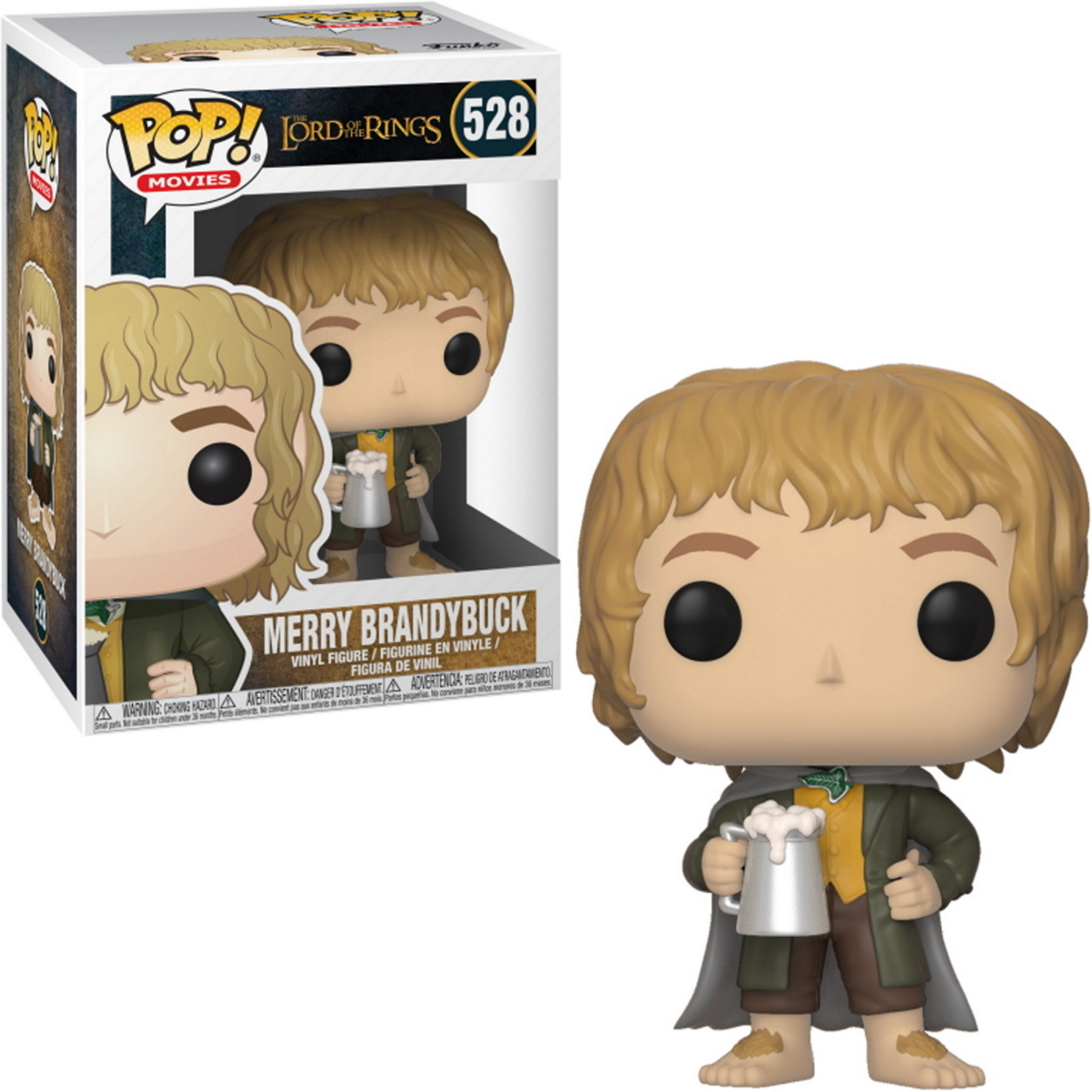 Ein Funko Pop Vinyl von Merry Brandybuck mit Bierkrug.