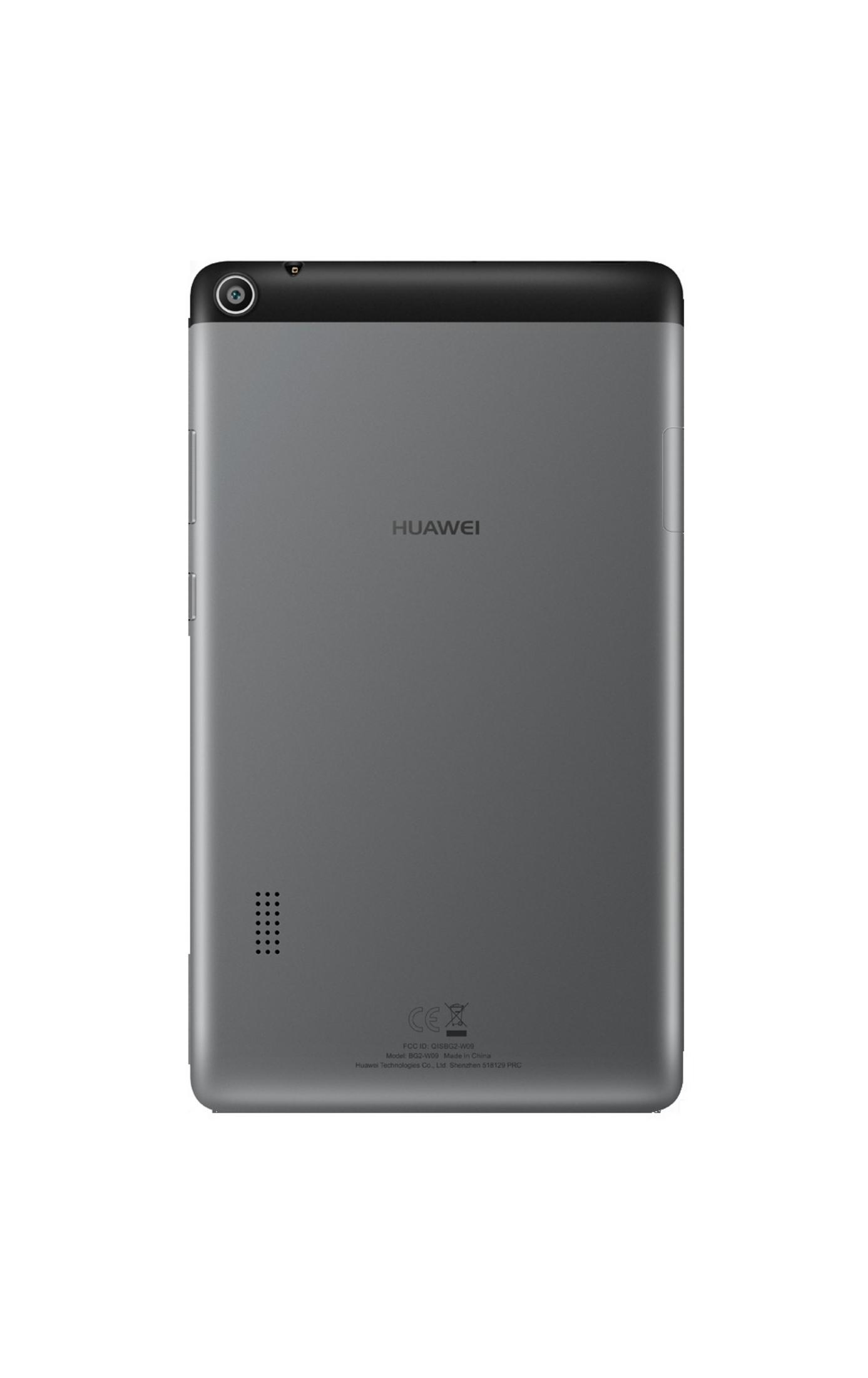 Rückseite eines grauen Huawei Tablets mit Kamera und Lautsprechergitter.