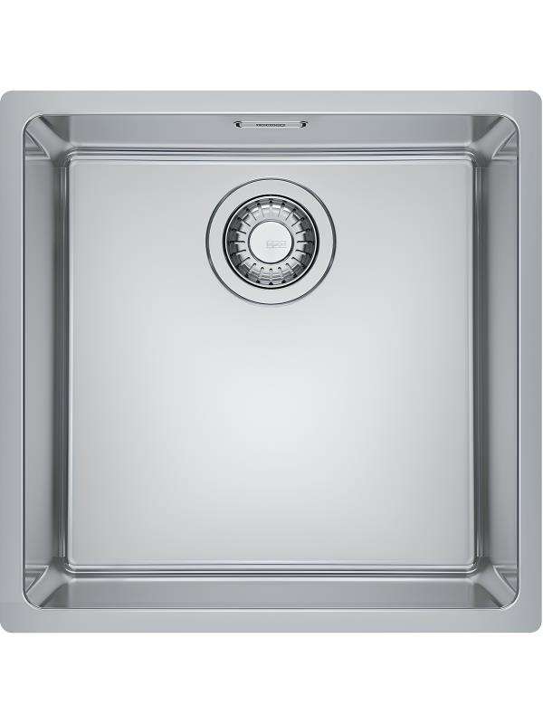 Merkezi giderli kare paslanmaz çelik lavabo.
