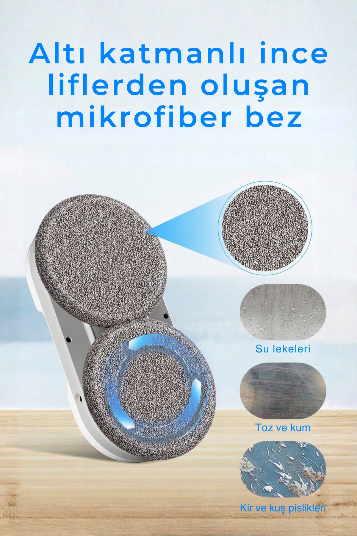Su lekeleri, toz ve pislikleri temizlemek için altı katmanlı ince mikrofiber bez.
