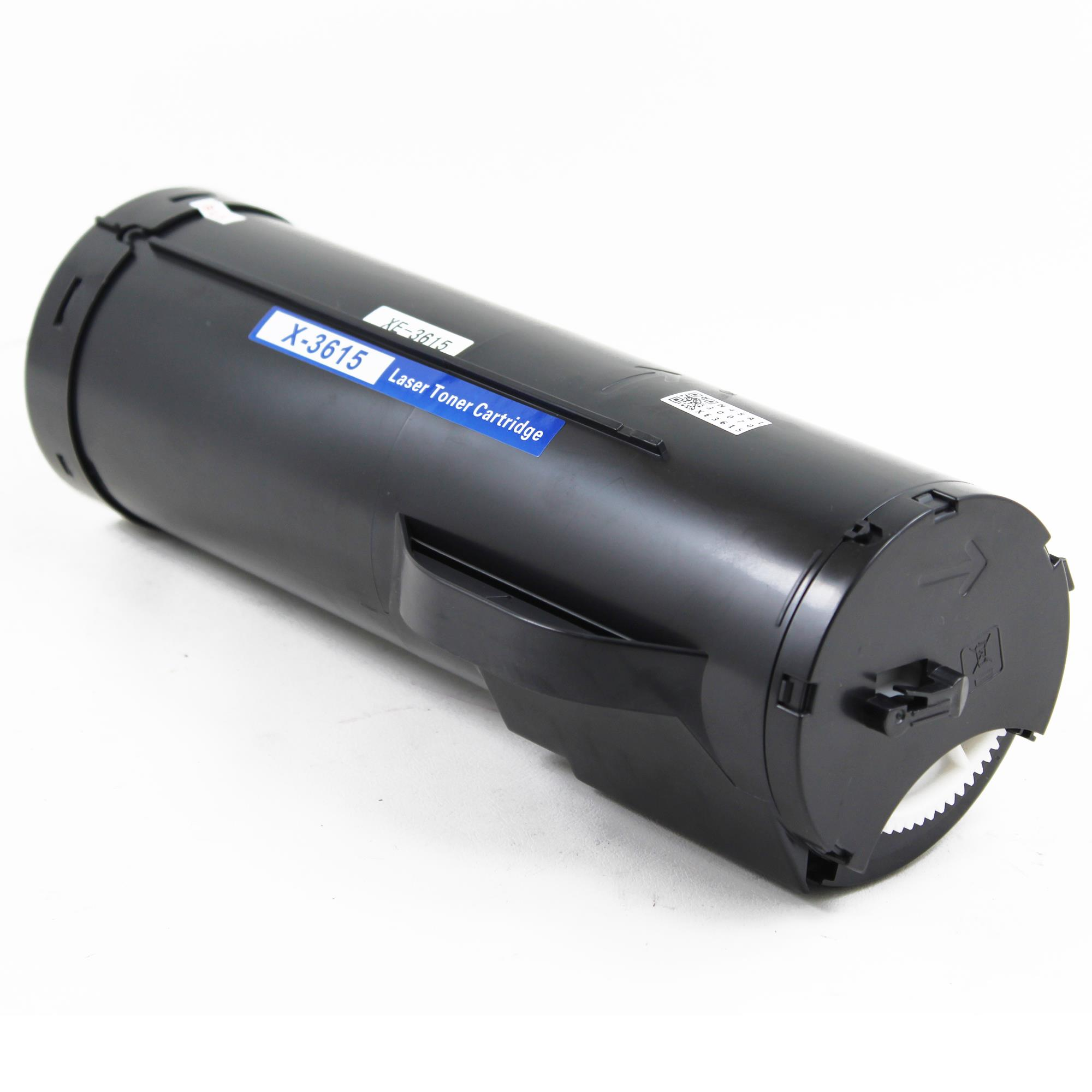 Siyah lazer toner kartuşu, X-3615 modeli, mavi etiketli.