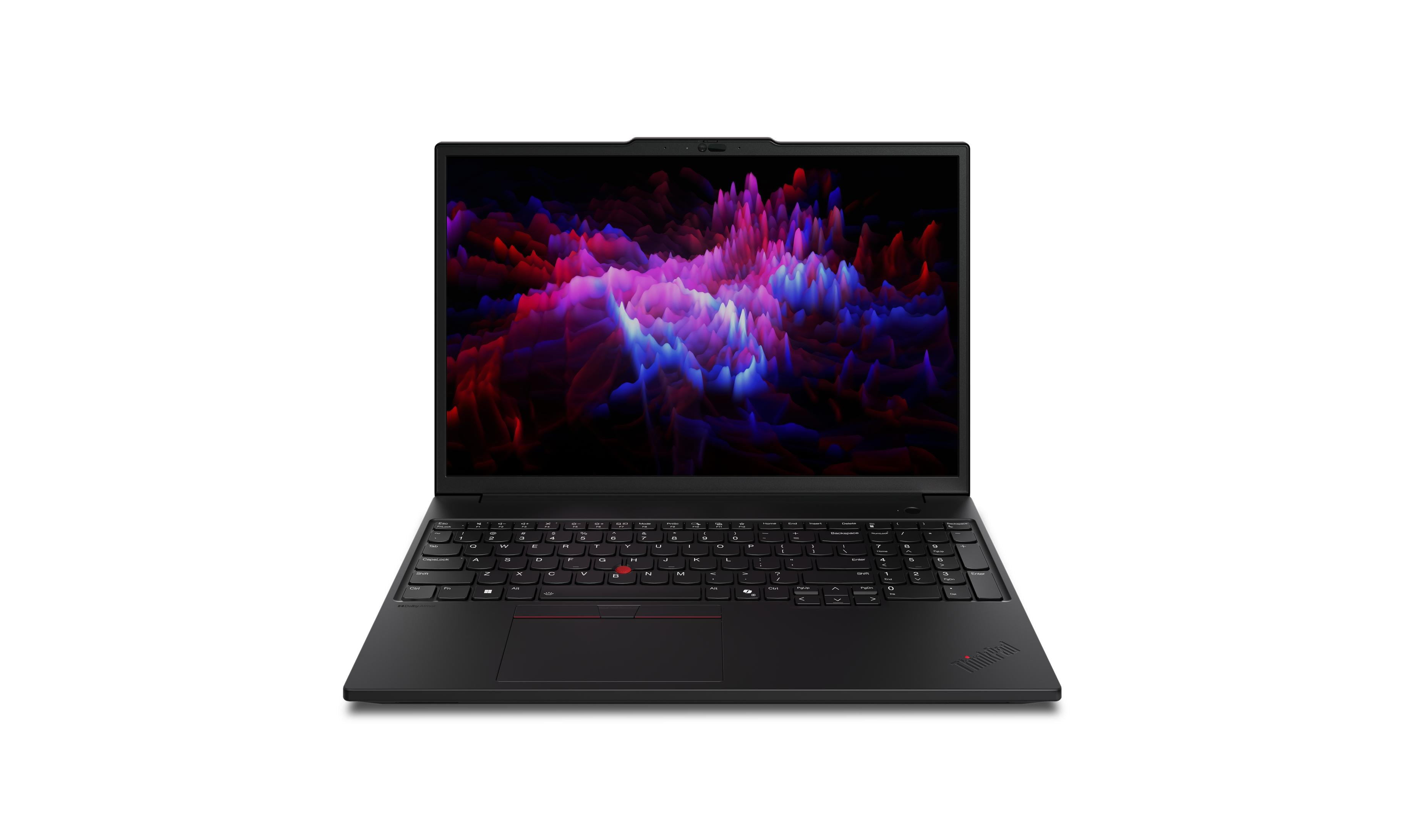 Ein schwarzer Laptop mit Tastatur und einem bunten Hintergrundbild auf dem Bildschirm.