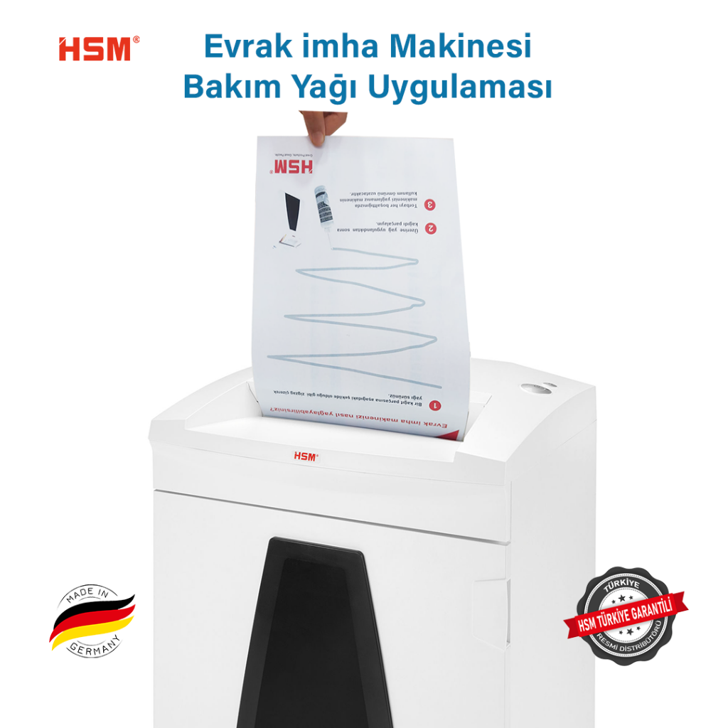 HSM kağıt imha makinesi, bakım yağı uygulaması ve talimatları.
