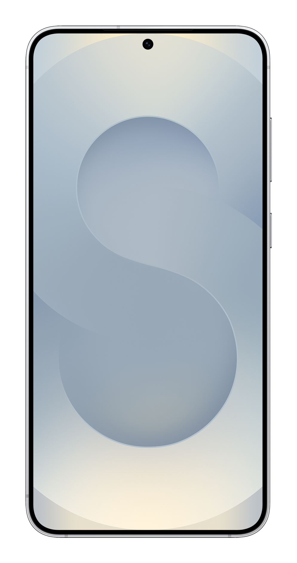 Schermo di smartphone argentato con motivo grigio a forma di S.