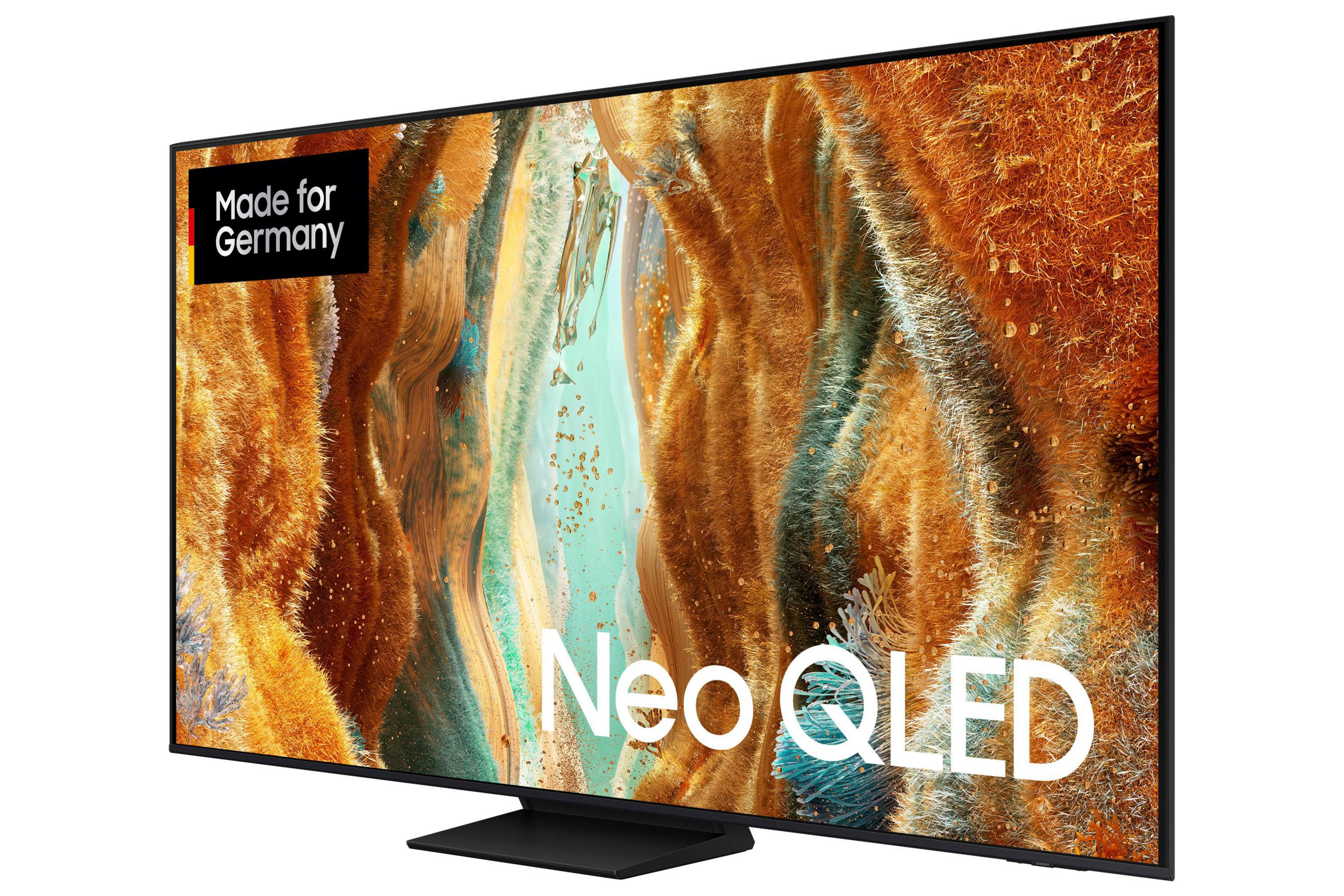 Ein Samsung Neo QLED Fernseher mit dem Schriftzug 'Made for Germany'.
