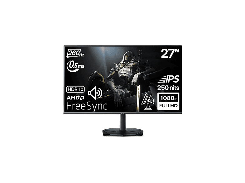 ACER Nitro KG270W5BMIIPX 260 Hz ZeroFrame IPS MM AMD FreeSync HDR10 SRGB 27 inç Full-HD 0,5 ms 240 Hz Gaming Monitör Siyah