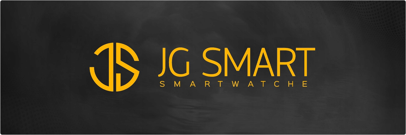 Żółte logo 'JS' obok napisu 'JG SMART' na ciemnym tle.