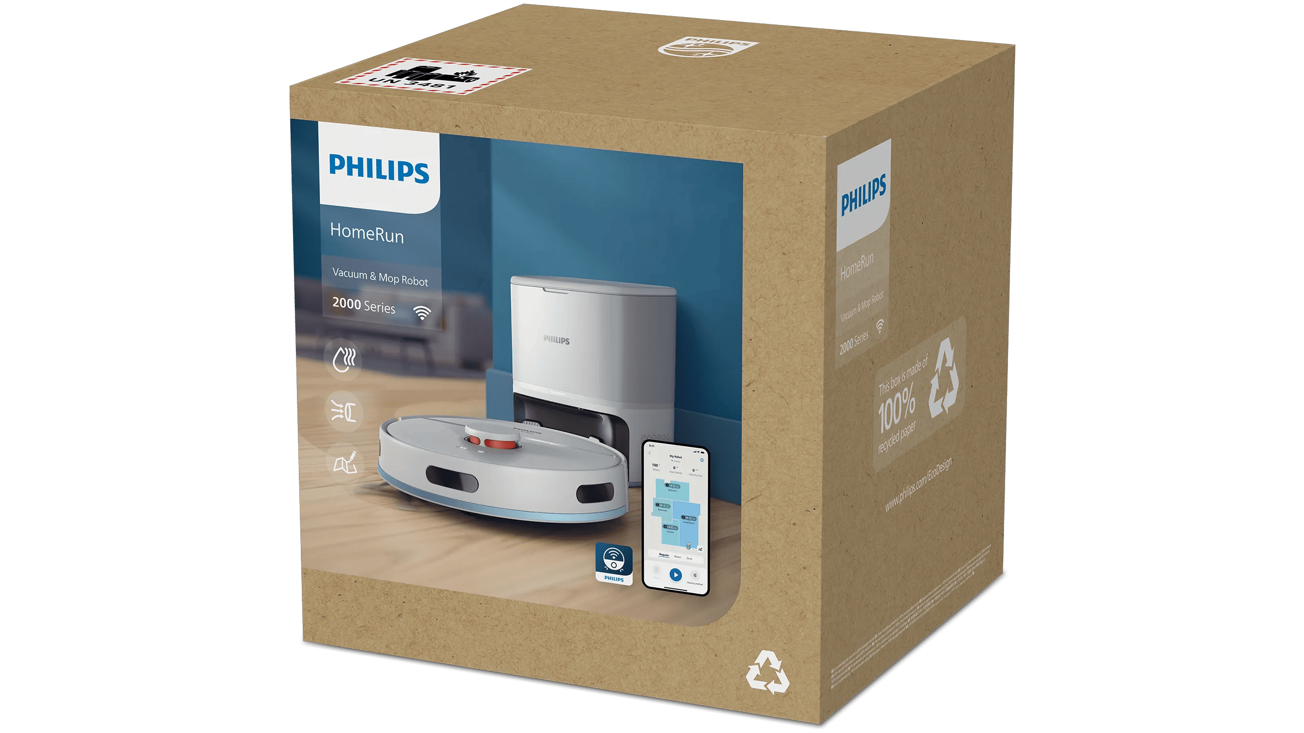 Philips HomeRun 2000 Serisi Vakum & Paspas Robotu ambalajı.