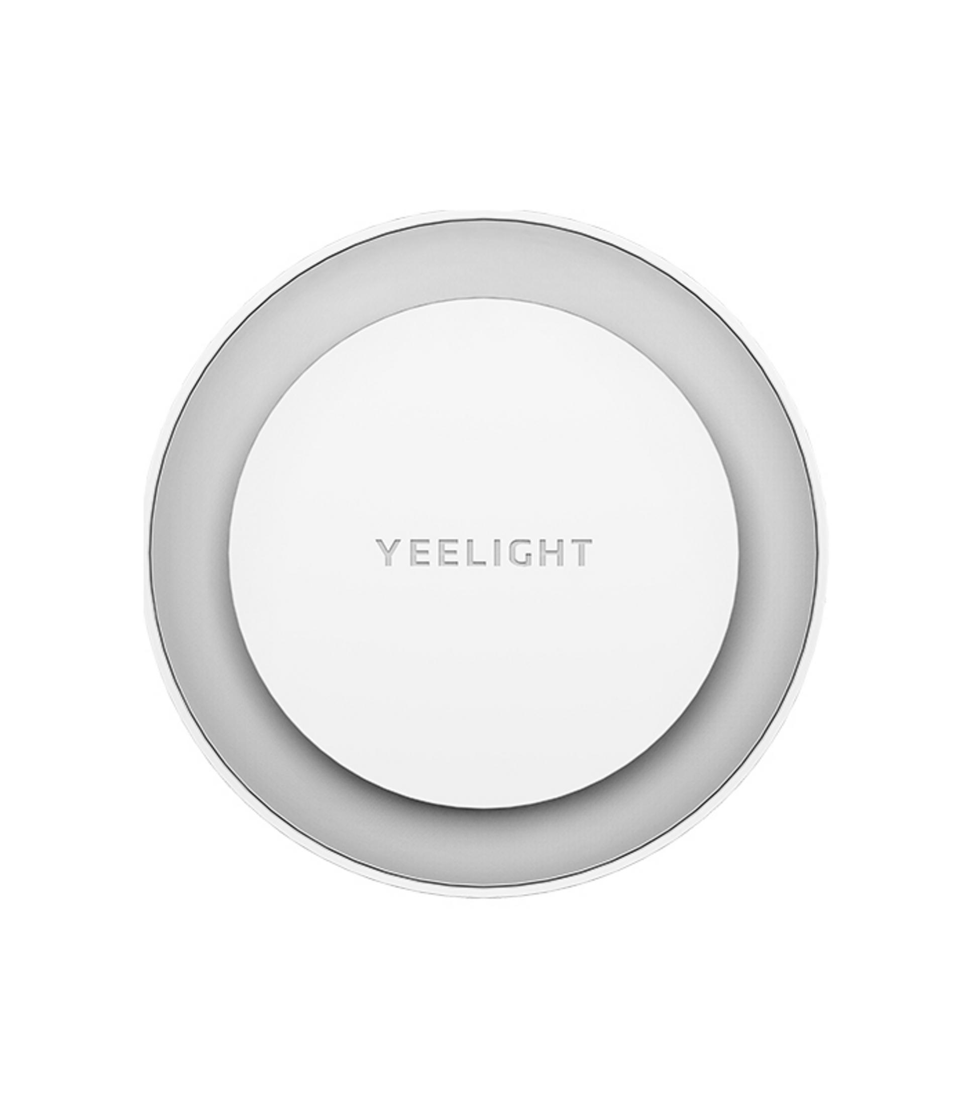 Białe, okrągłe Yeelight z szarą obwódką.