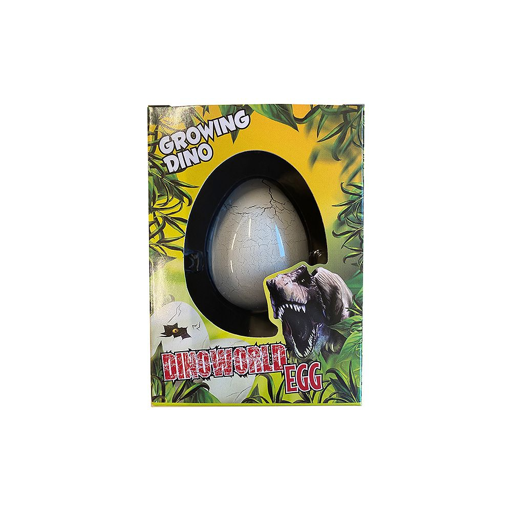Pudełko na rosnące jajo dinozaura z pękniętym jajkiem i głową dinozaura.