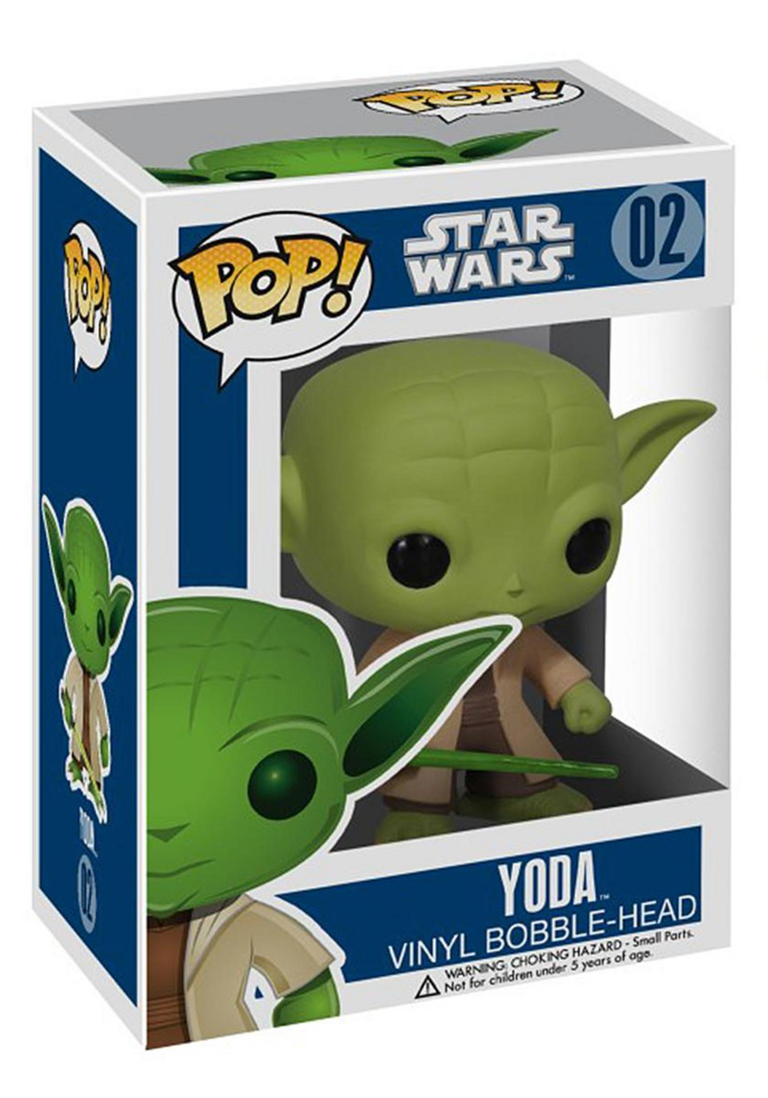 Ein Funko Pop! Vinyl-Bobblehead von Yoda aus Star Wars.