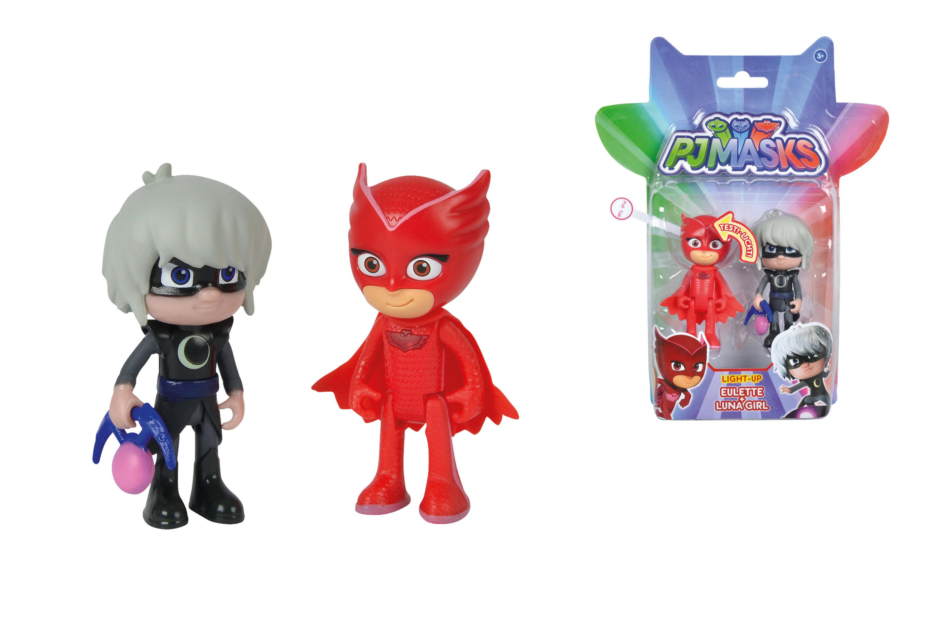 PJ Masks Figuren: eine rote Figur und eine graue Figur im Paket.