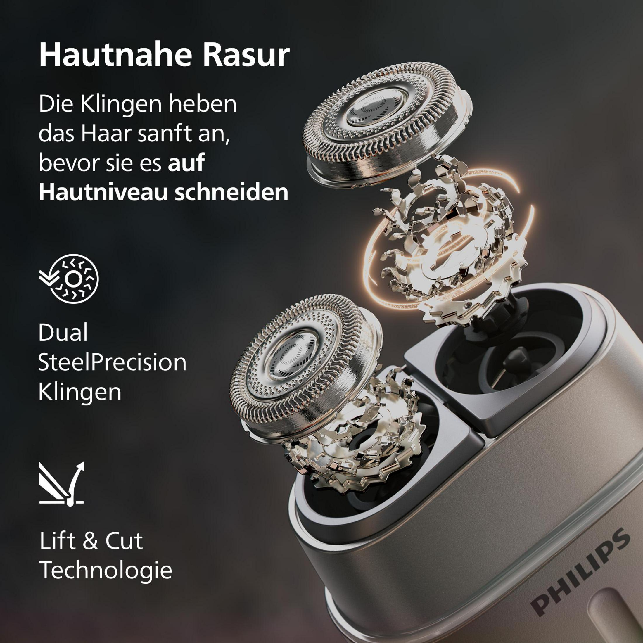 Philips Rasierer mit Dual SteelPrecision Klingen und Lift & Cut Technologie.