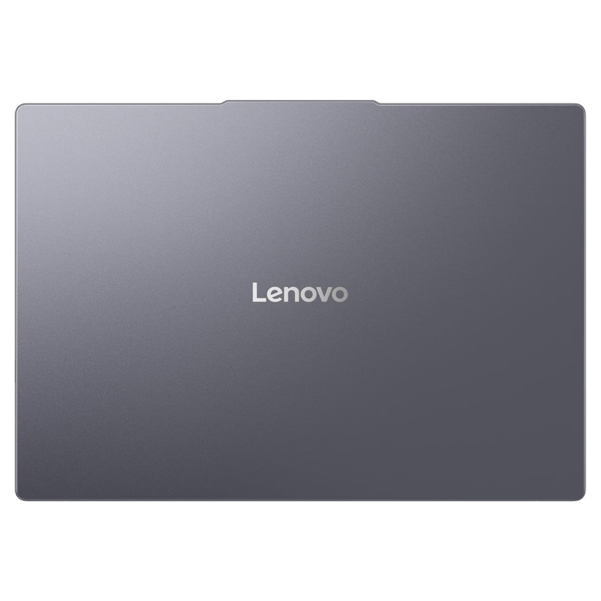 Kapalı gri Lenovo dizüstü bilgisayar beyaz arka planda.