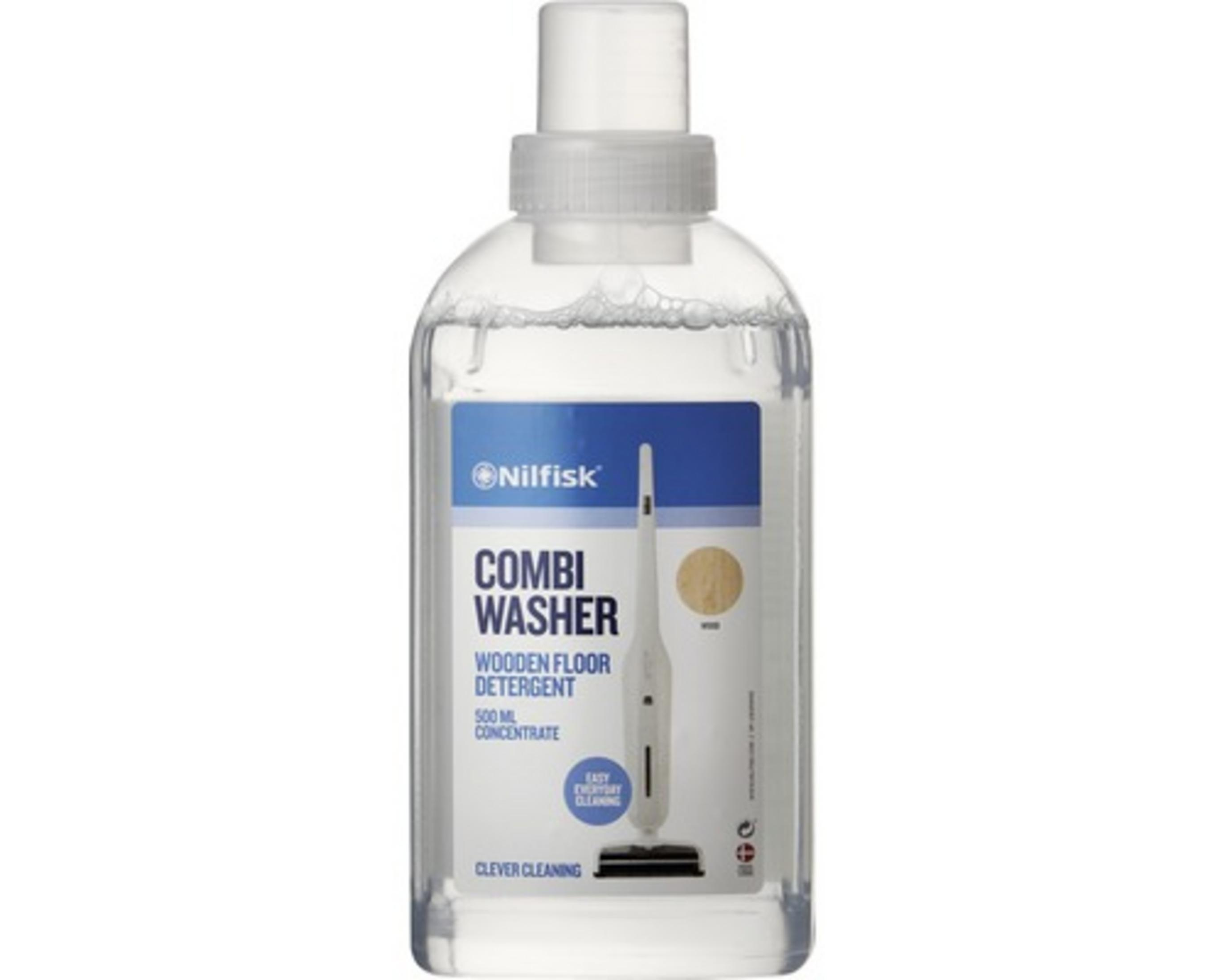 Flasche mit Nilfisk Combi Washer Holzbodenreiniger, 500ml Konzentrat.