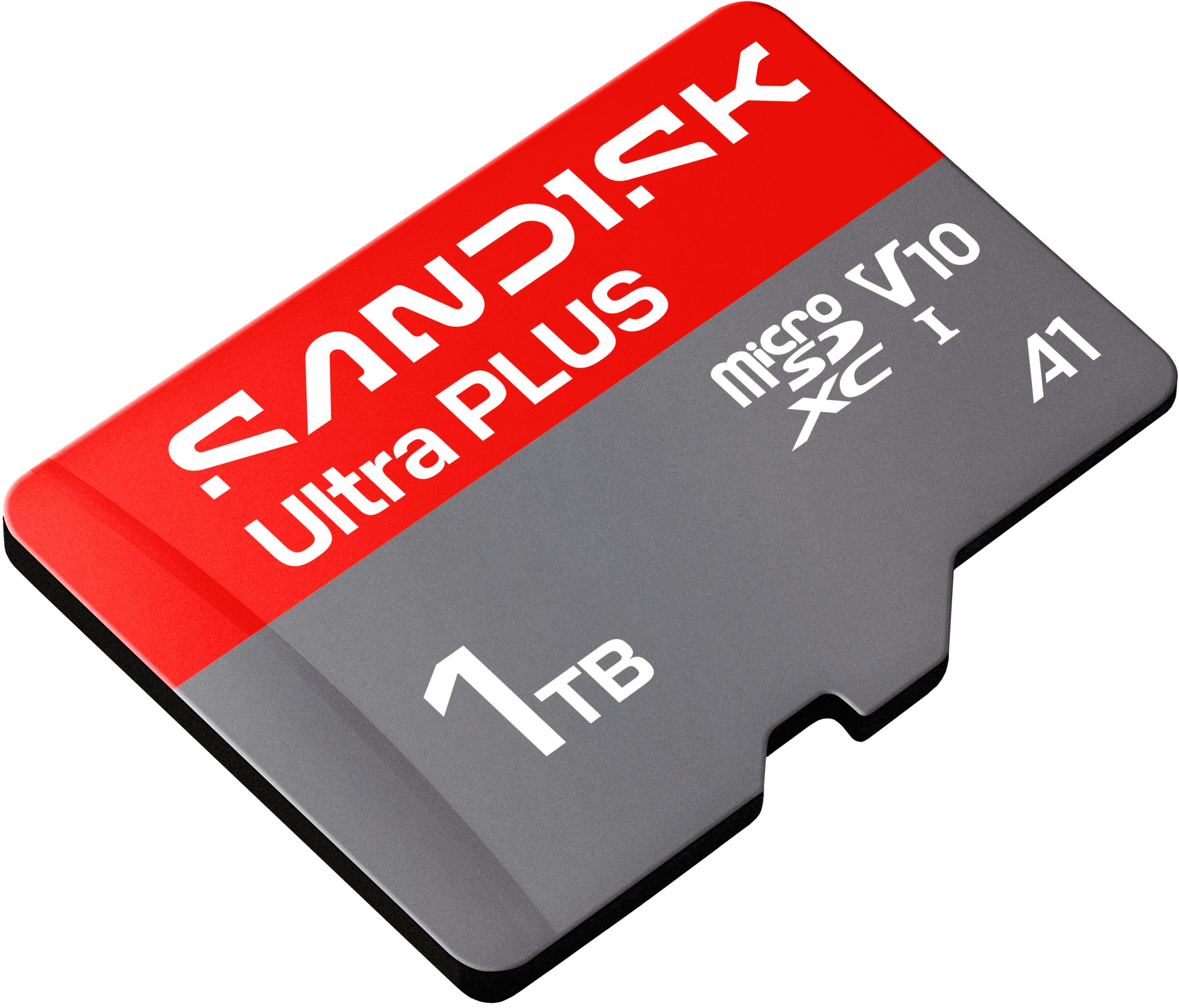 Scheda Sandisk 1TB Ultra Plus Micro SDXC con classificazione V10 e A1.