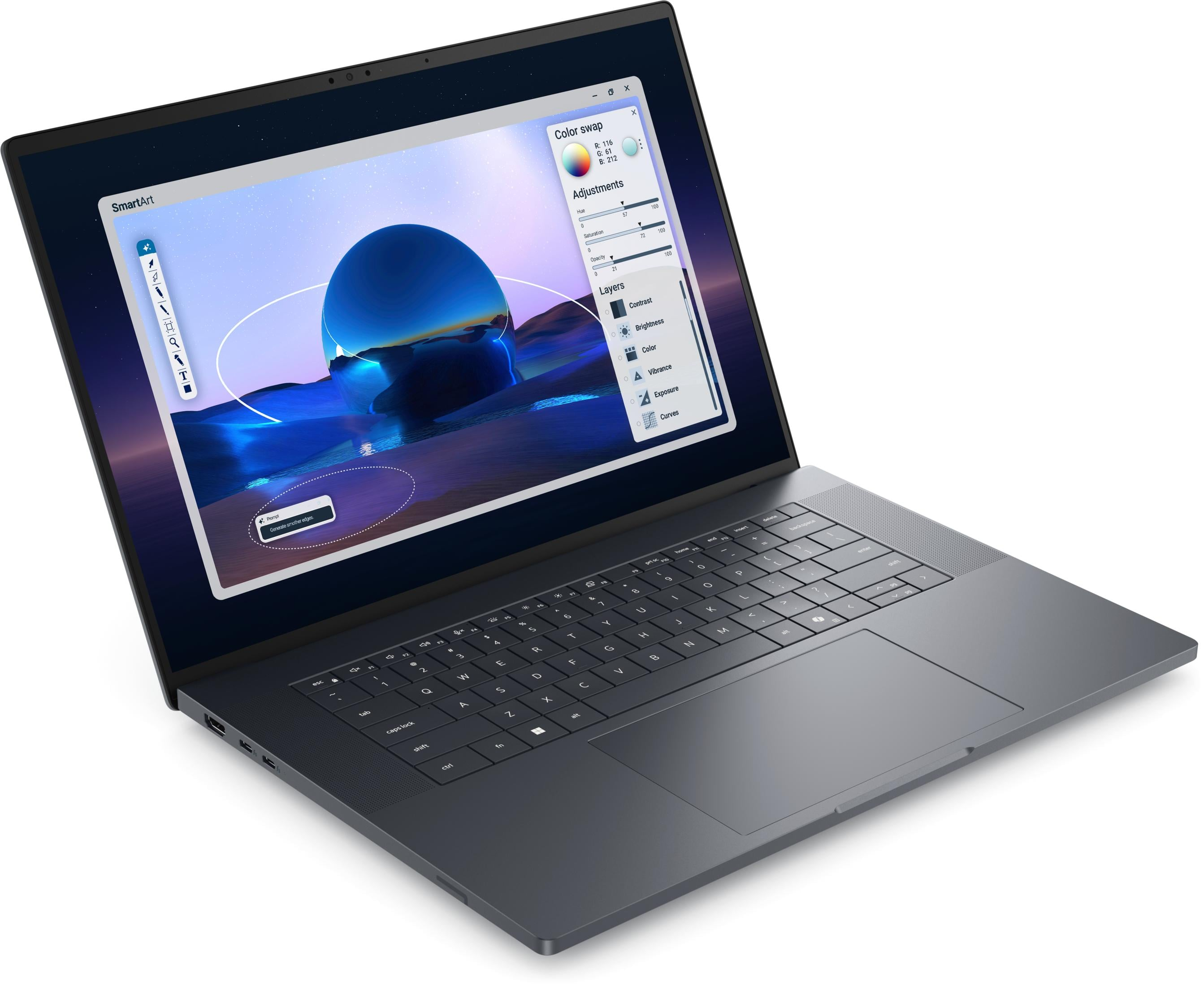 Ein Laptop mit einem Bildbearbeitungsprogramm auf dem Bildschirm.