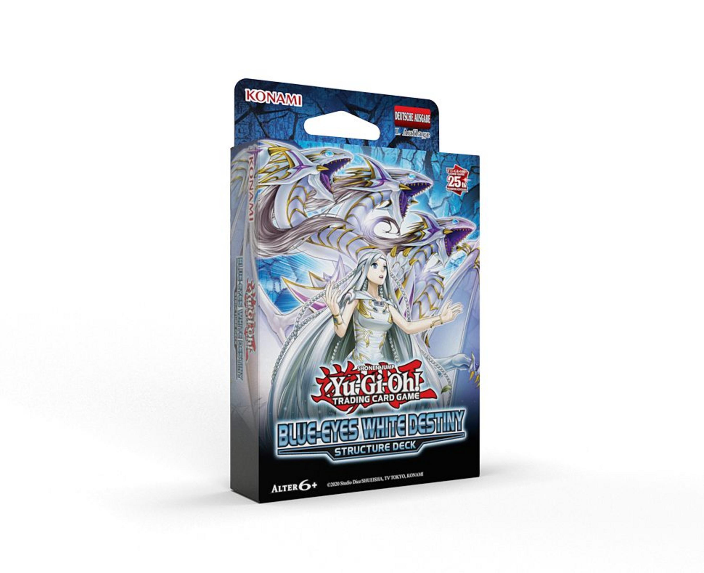 Yu-Gi-Oh! Struktur-Deck: Blue-Eyes White Destiny mit Frau und Drachen.