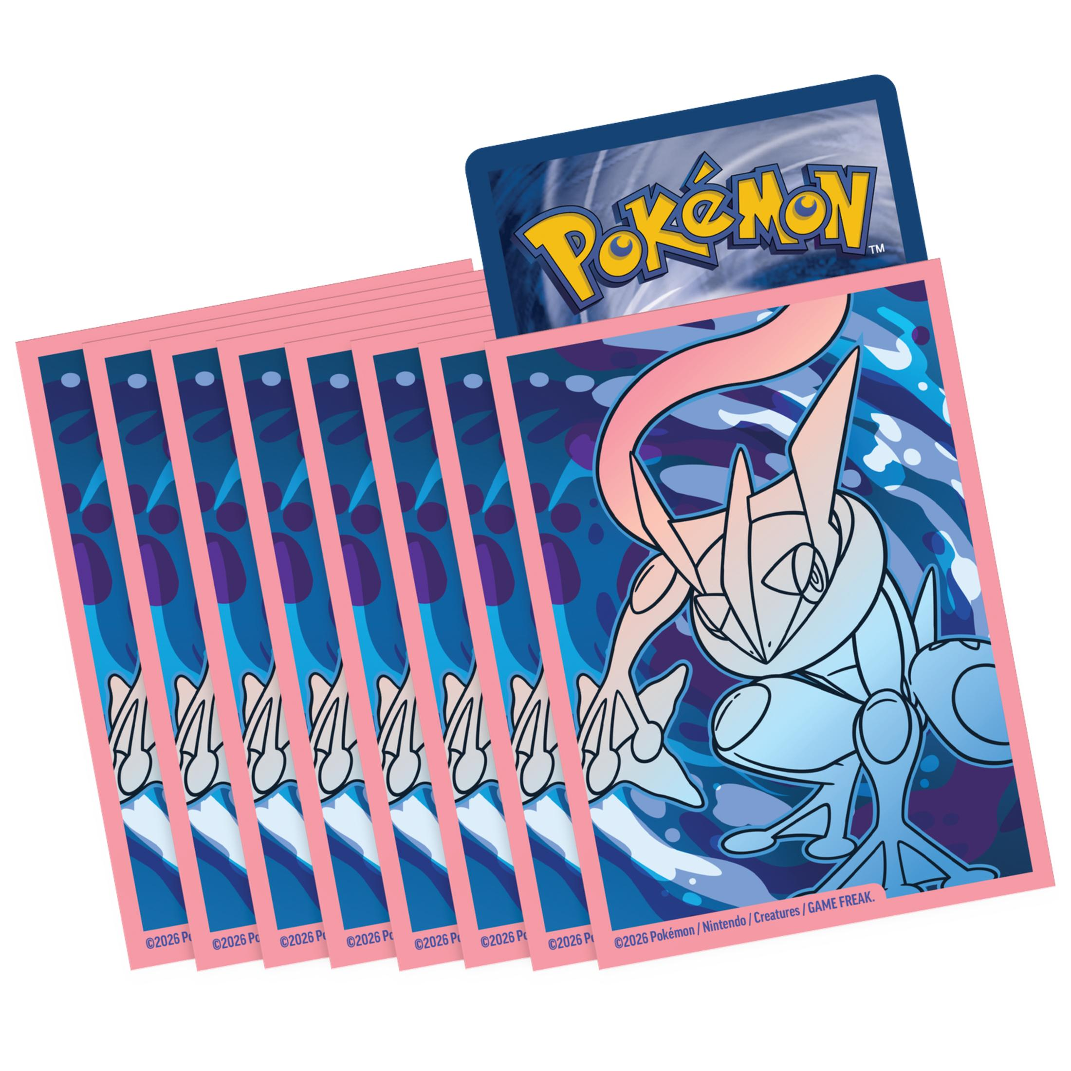 Pokémon-Kartenhüllen mit Greninja und dem Pokémon-Logo.