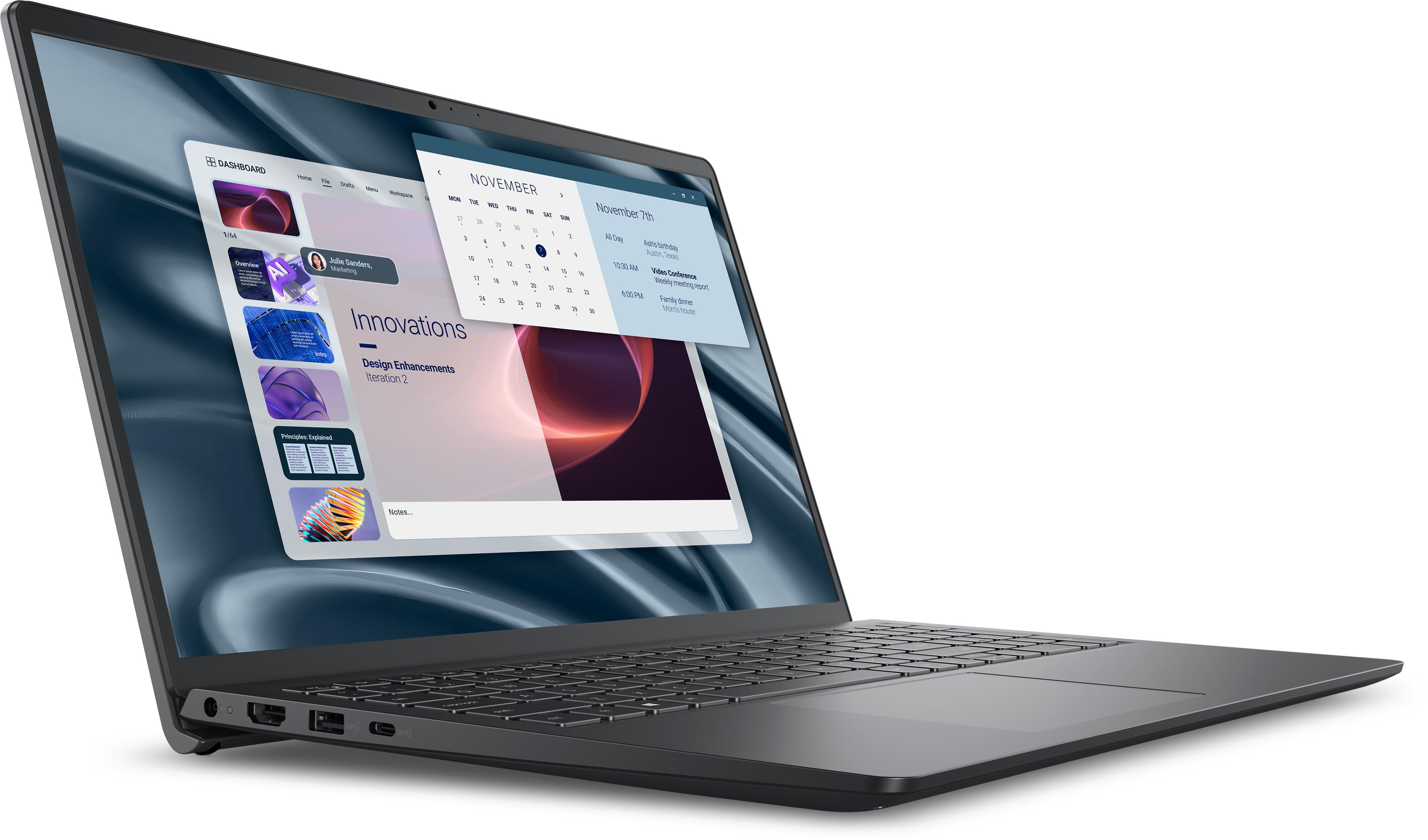 Un laptop mostra una dashboard con calendario e appuntamenti.