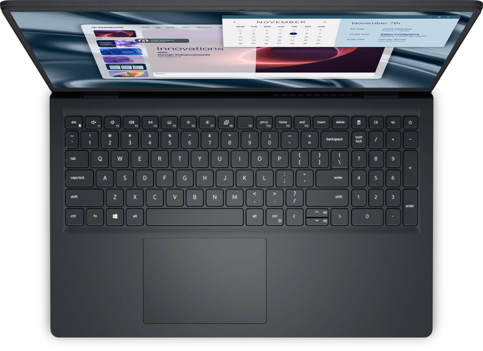 Un laptop aperto che mostra un calendario e un elenco di cose da fare sullo schermo.