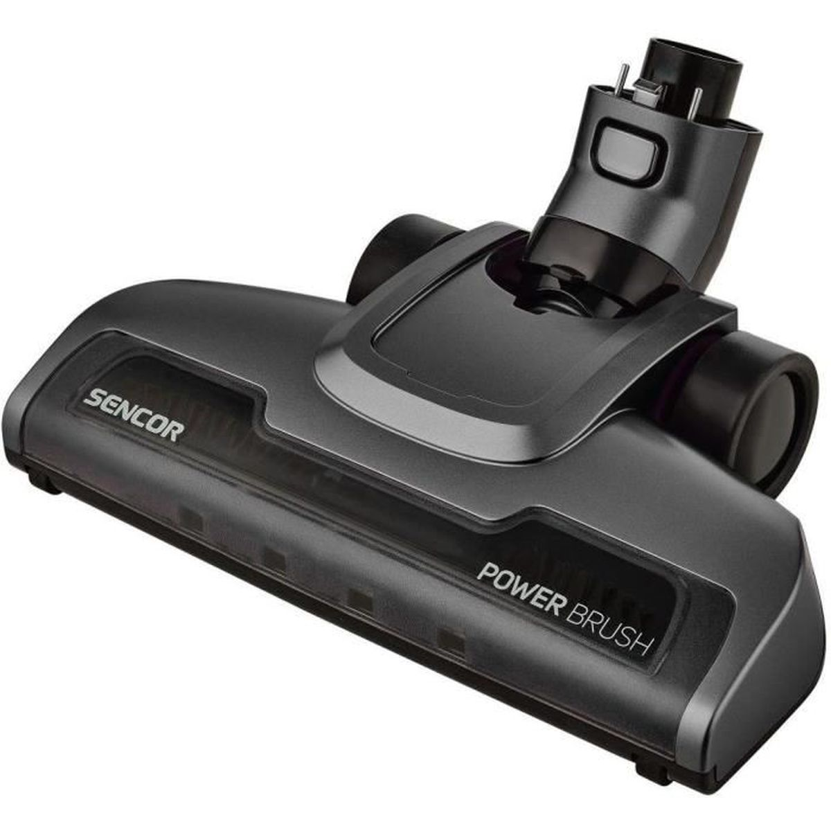 Testina spazzola aspirapolvere grigia con testo "Power Brush".